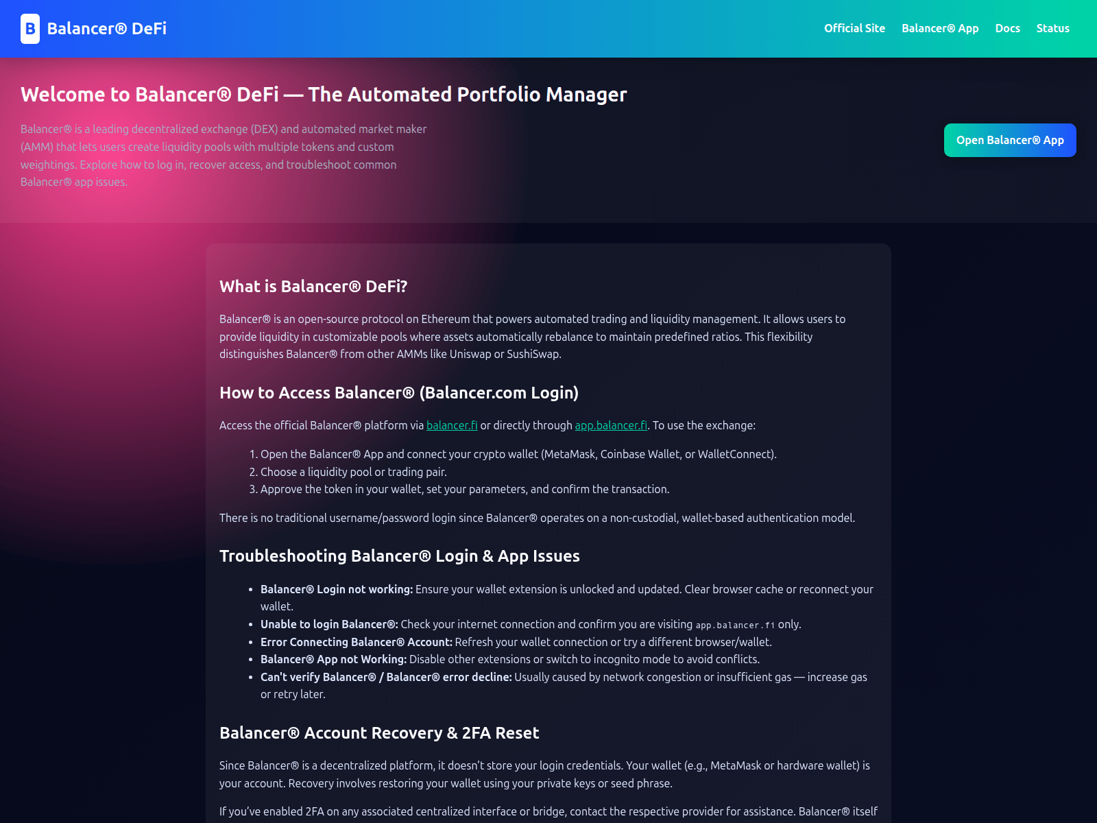 Screenshot of deefi--balancer-access.pages.dev