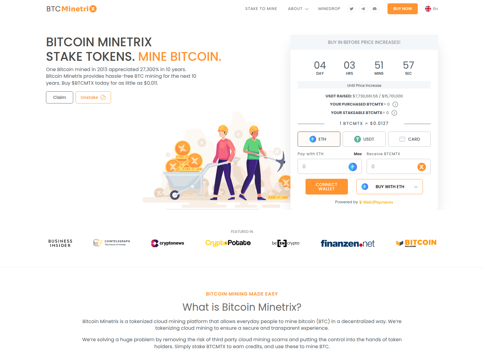 Screenshot of bitcoinminetrixstake.pages.dev