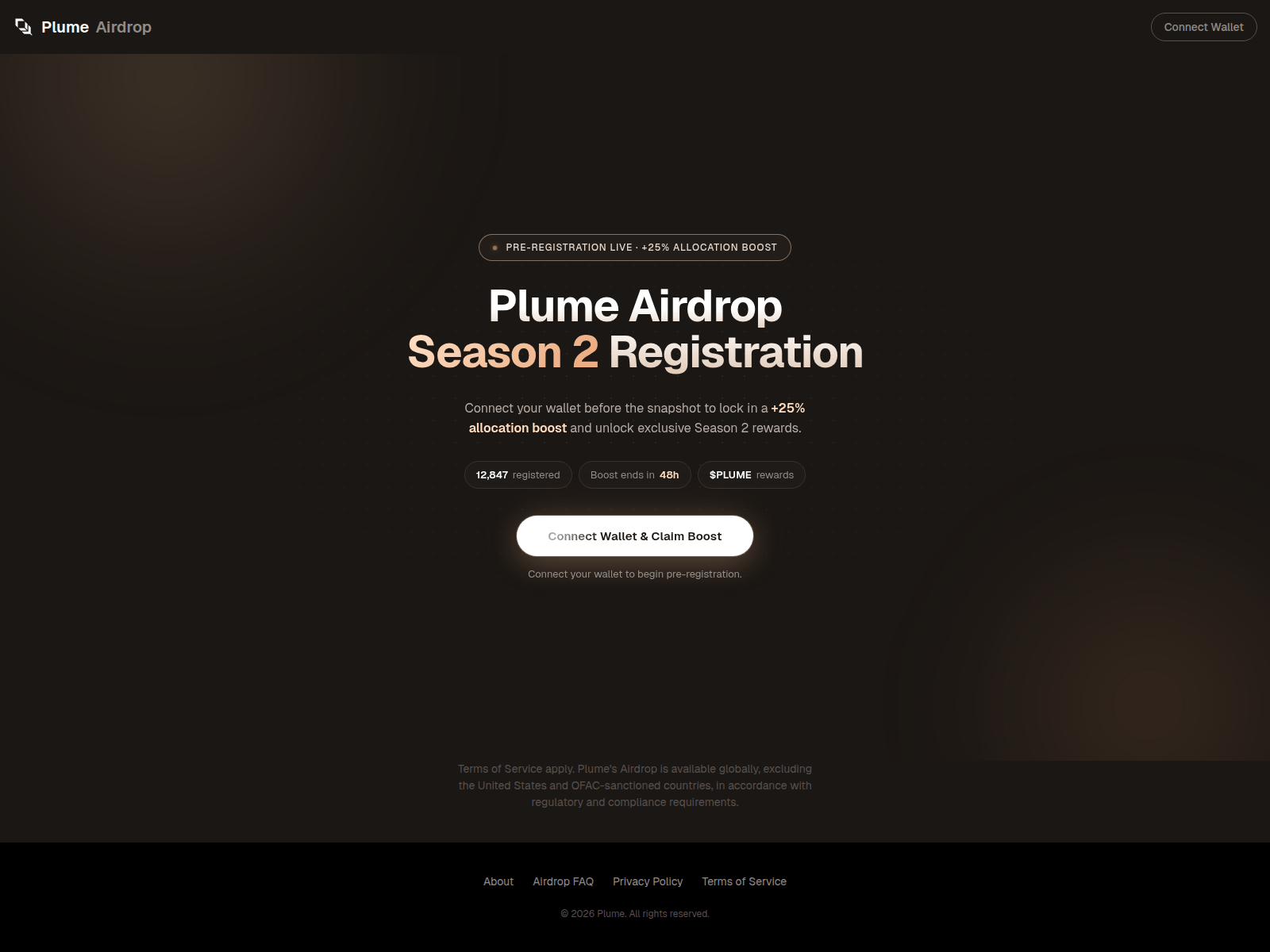 Screenshot of registration.plums.network