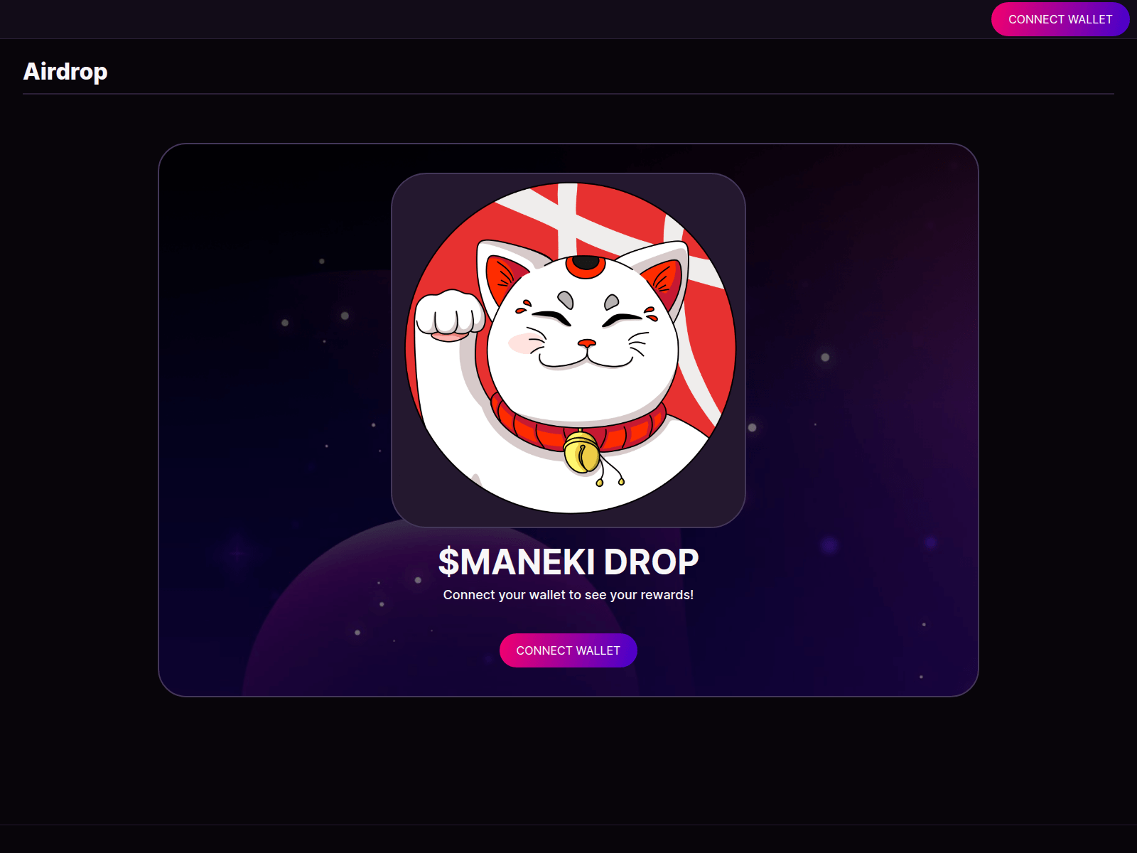 Screenshot of manekiairdrop.pages.dev