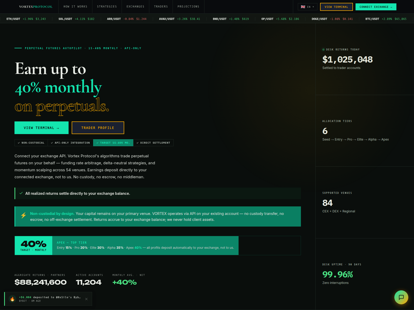 Screenshot of vortex-protocol.live