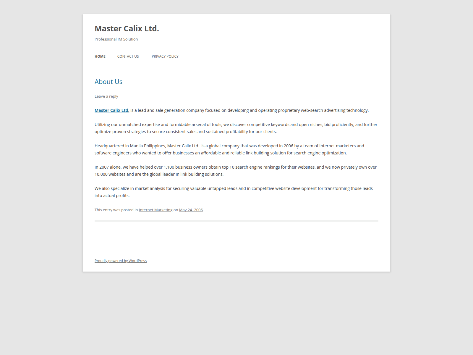 Screenshot of mastercalix.com