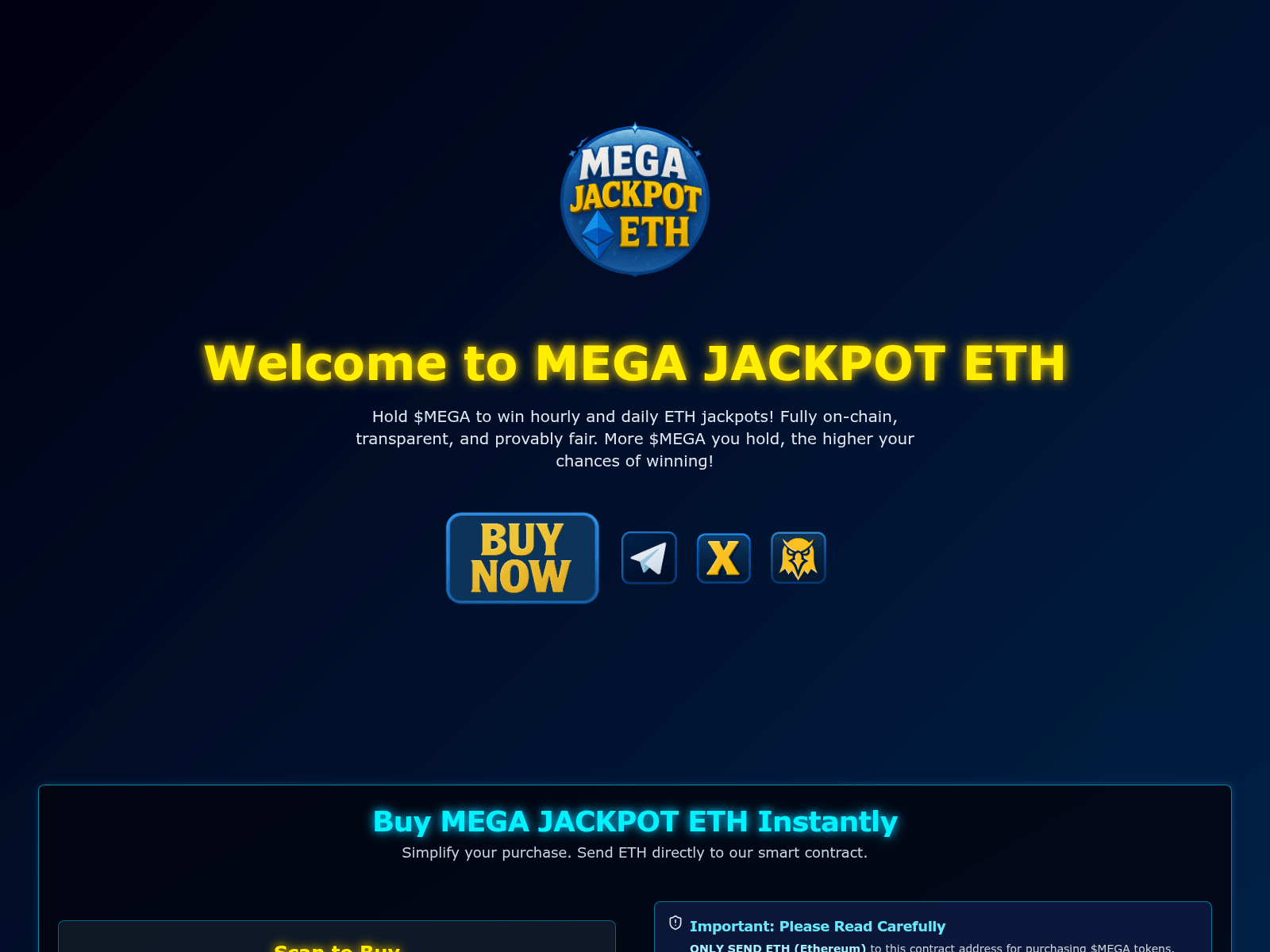 Screenshot of megajackpoteth.fun
