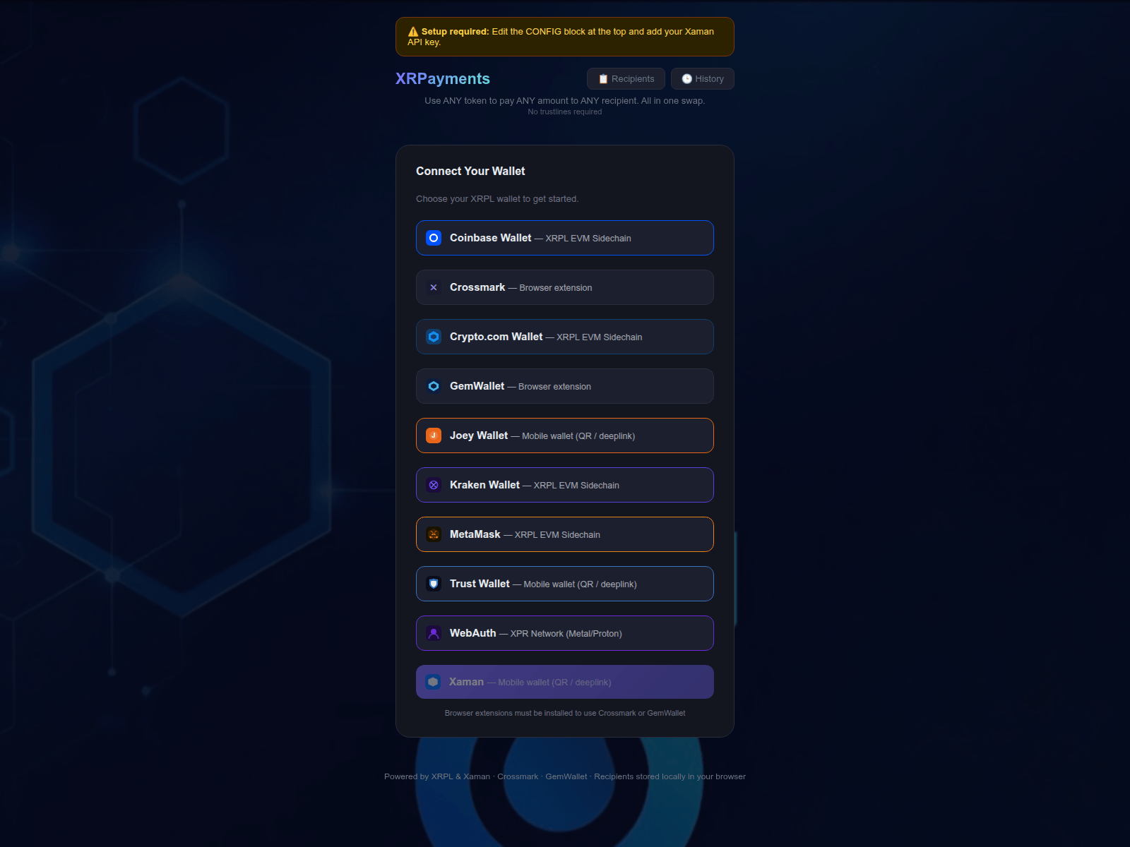 Screenshot of xrpayments.pages.dev