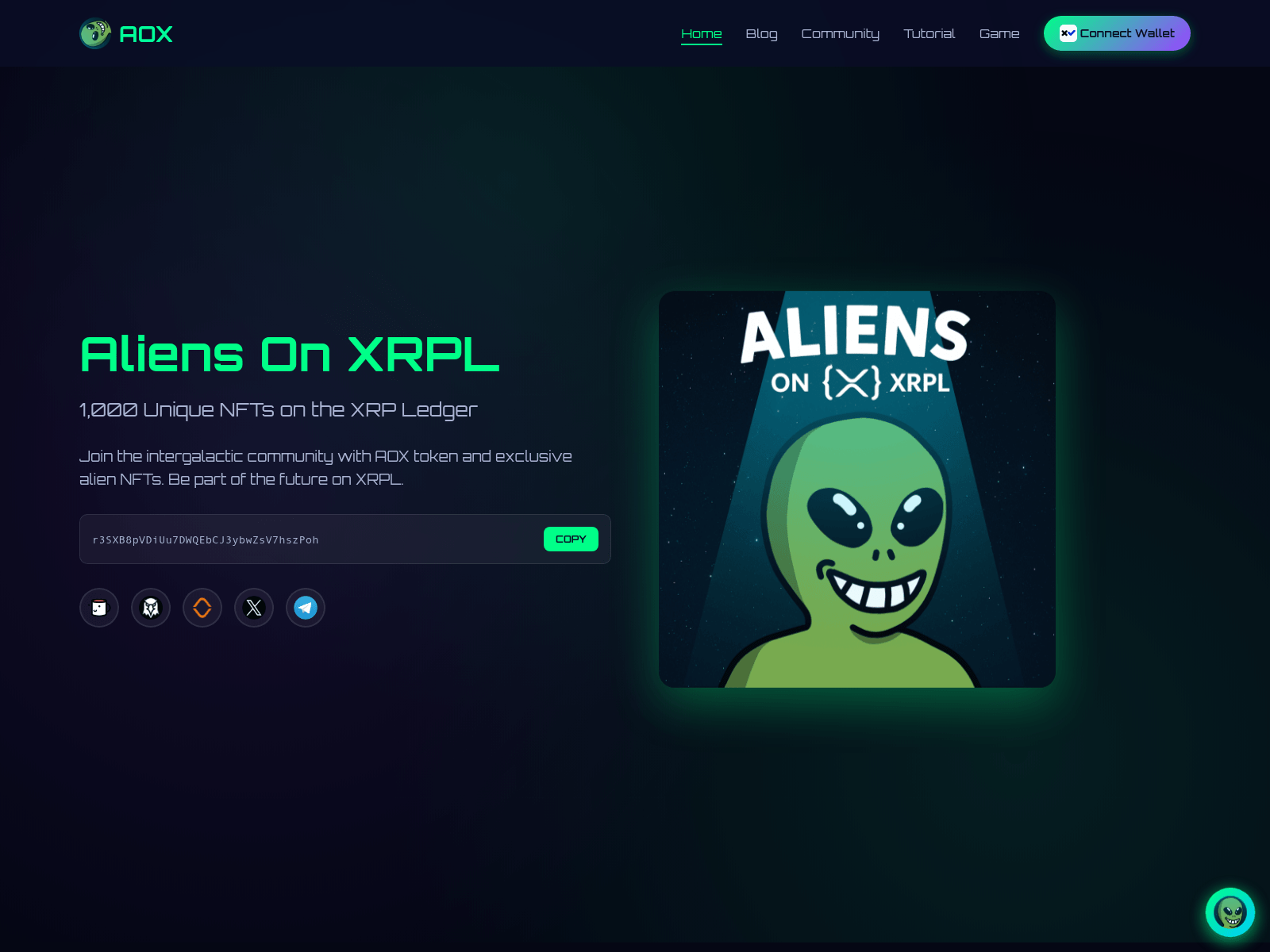 Screenshot of aliensonxrpl.com