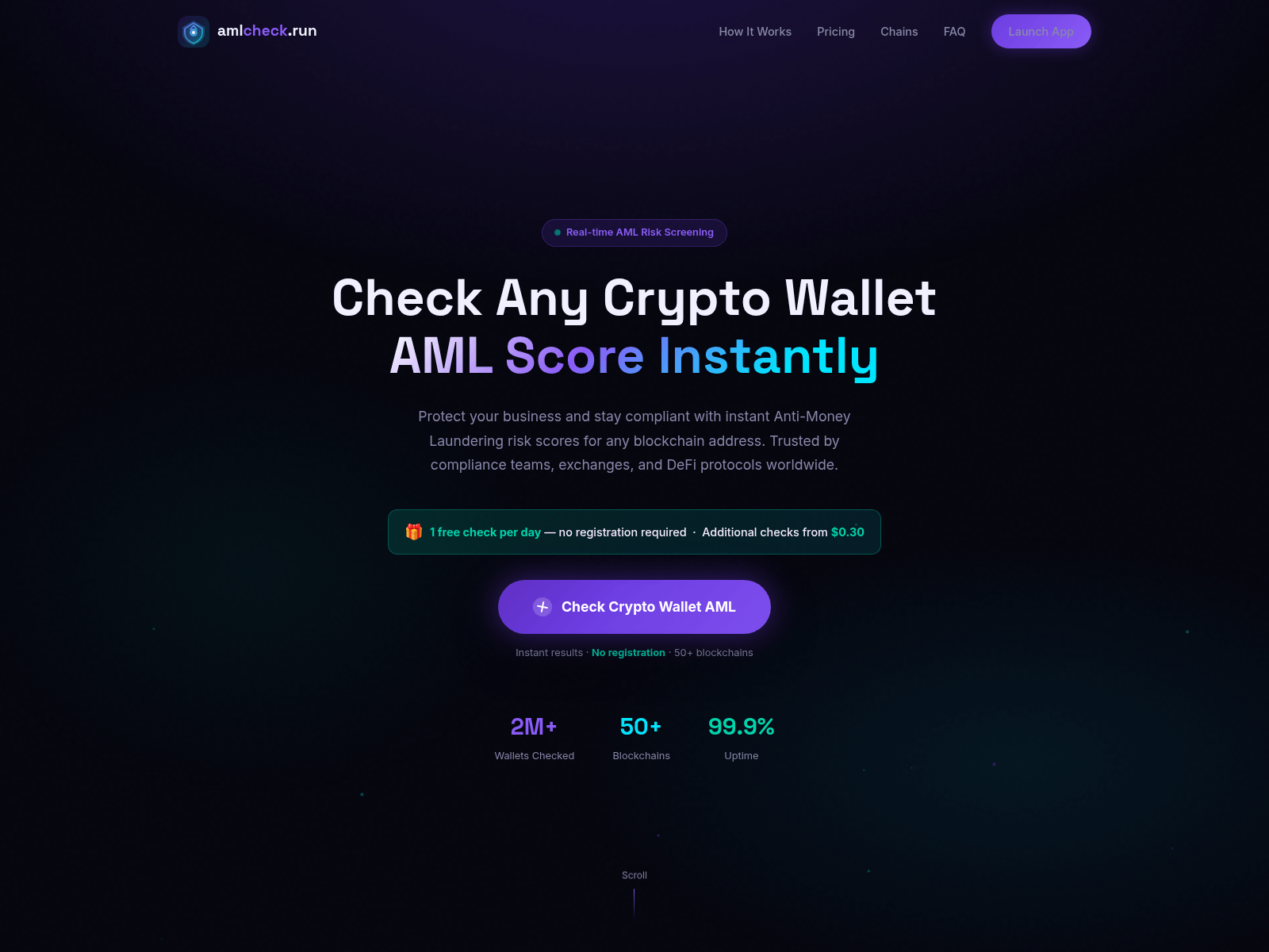 Screenshot of amlcheck.run