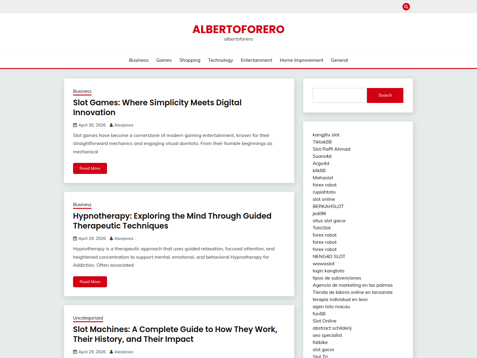 Screenshot of albertoforero.com