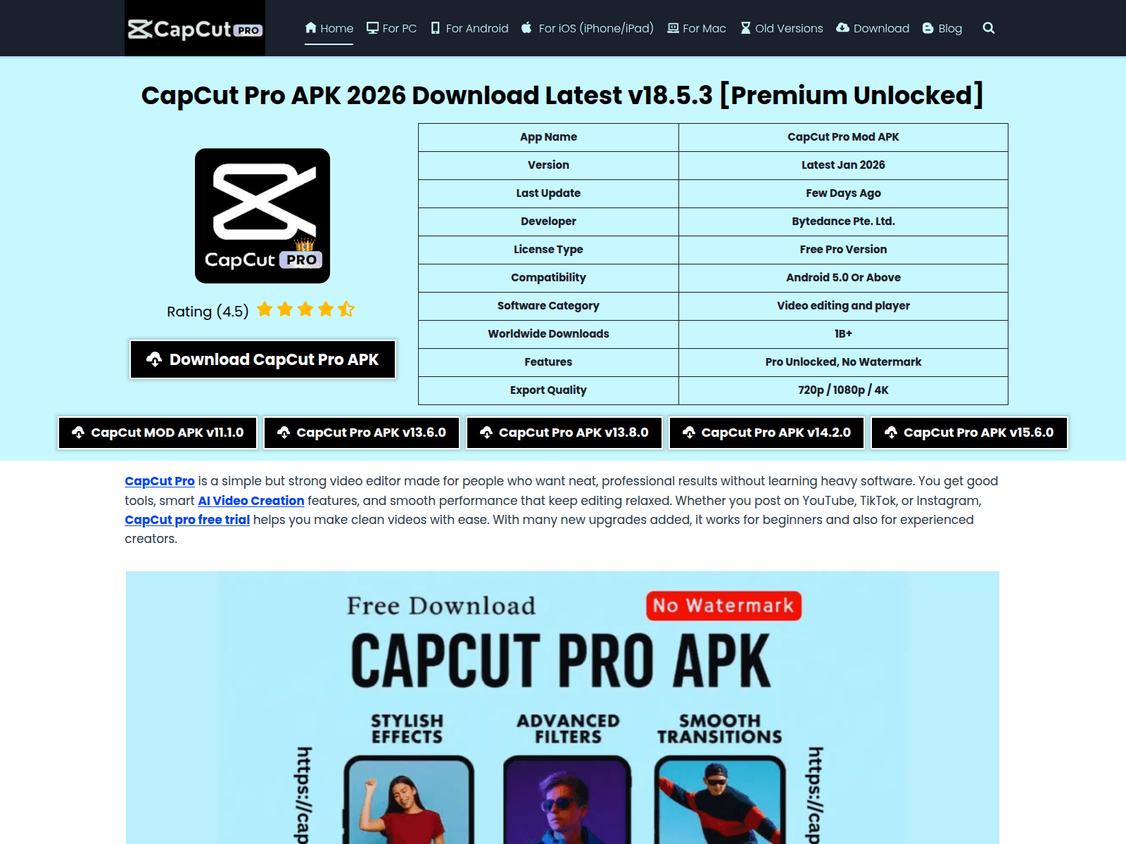 Screenshot of capcutapks.com.co