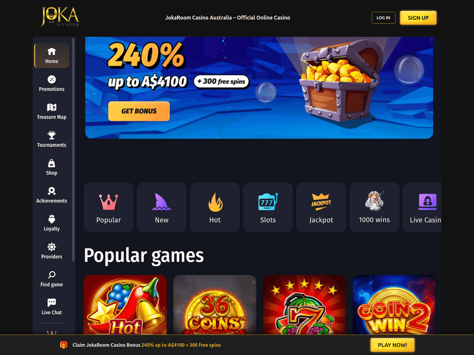 Screenshot of au-jokaroomcasino.com