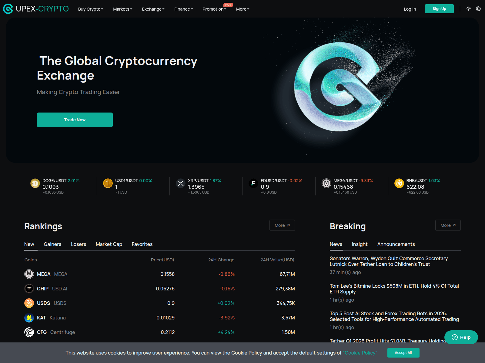 Screenshot of upex-crypto.com