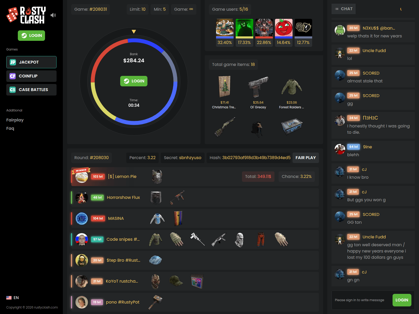Screenshot of rustyclash.com