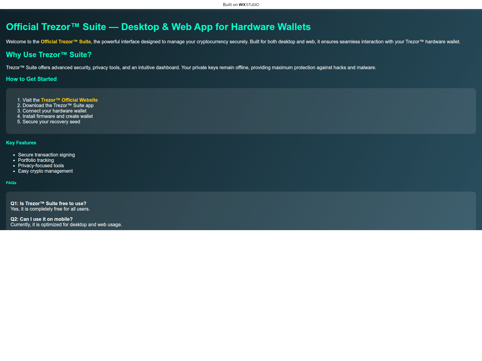 Screenshot of treezsute.wixstudio.com