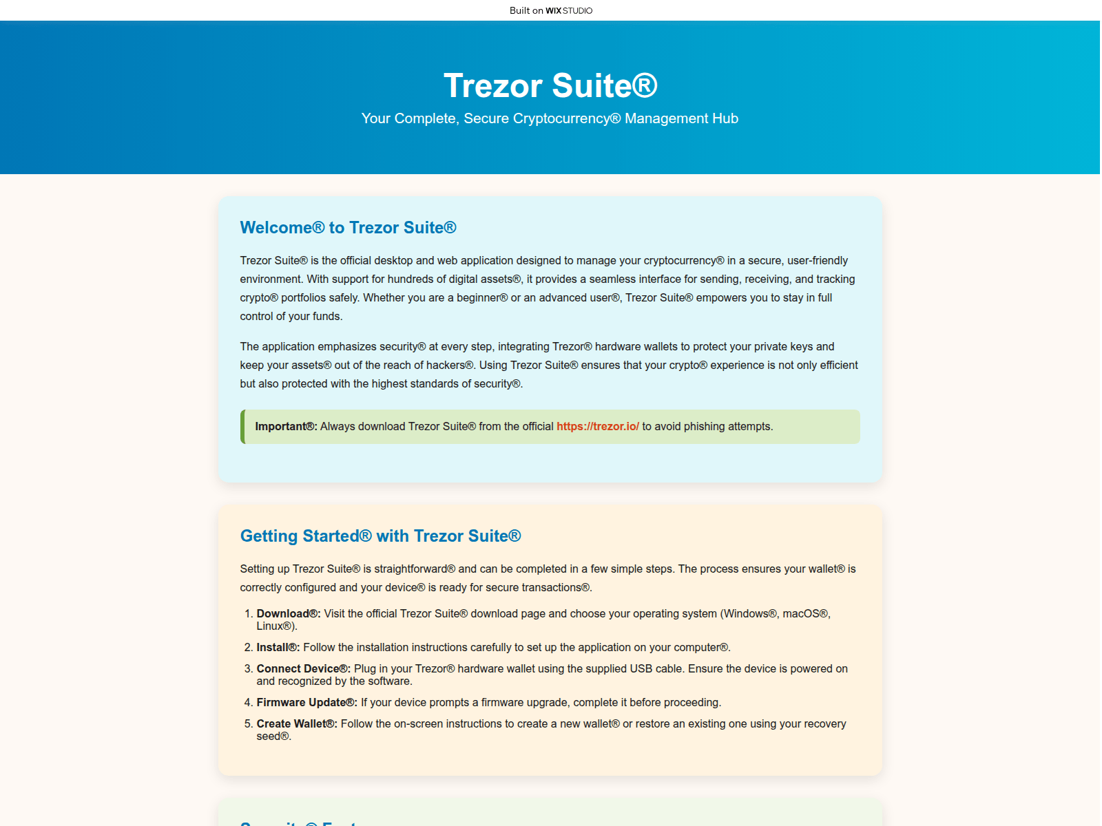 Screenshot of trezzoiosuite.wixstudio.com