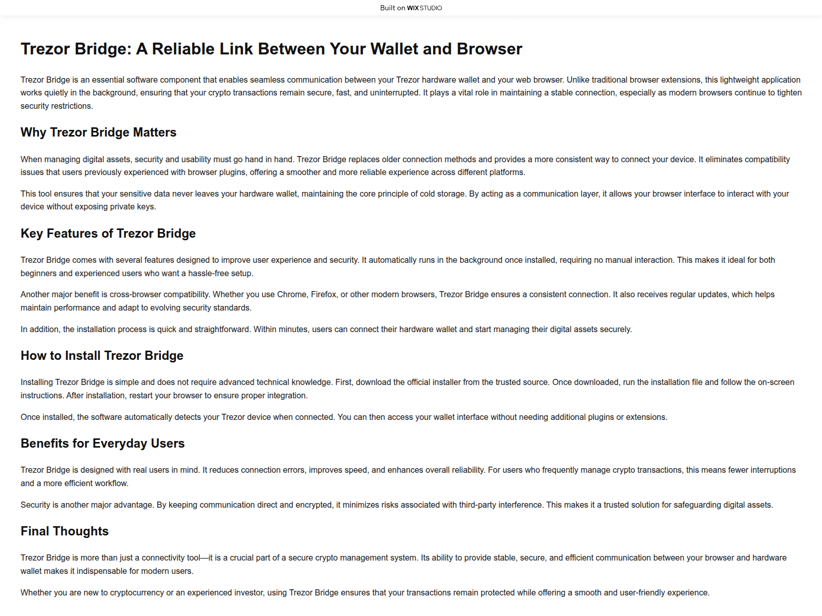 Screenshot of homepage-bridgo.wixstudio.com