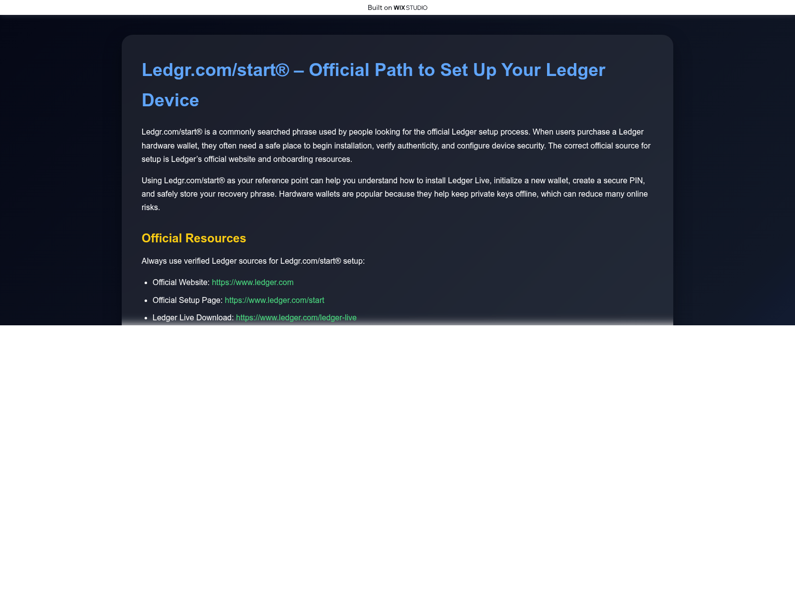Screenshot of ledgestartweb.wixstudio.com