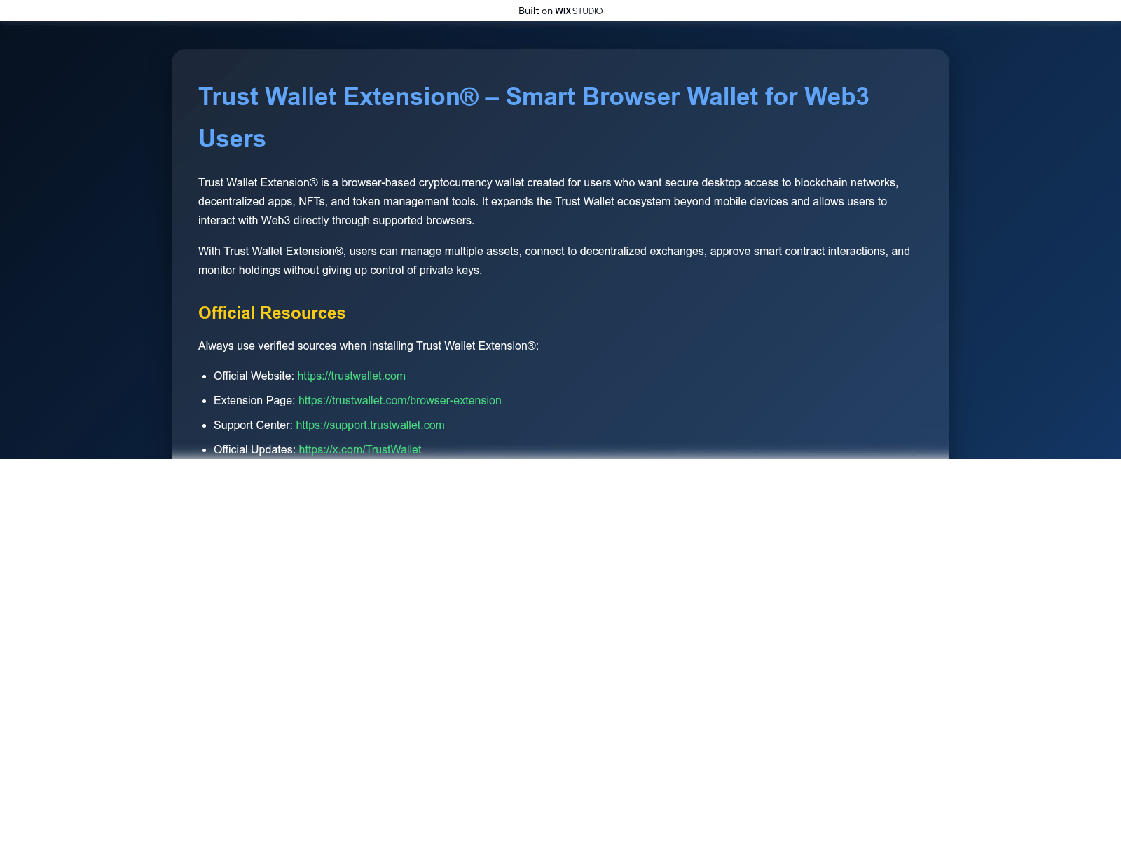 Screenshot of trustwebapps.wixstudio.com