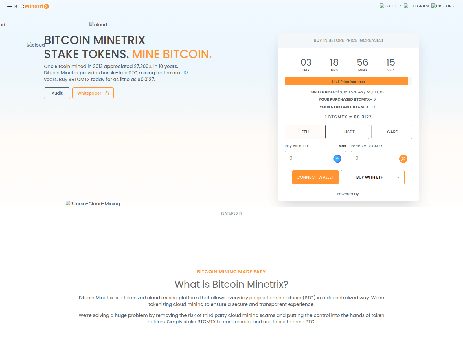 Screenshot of bitcoinminetrix-rewards.pages.dev