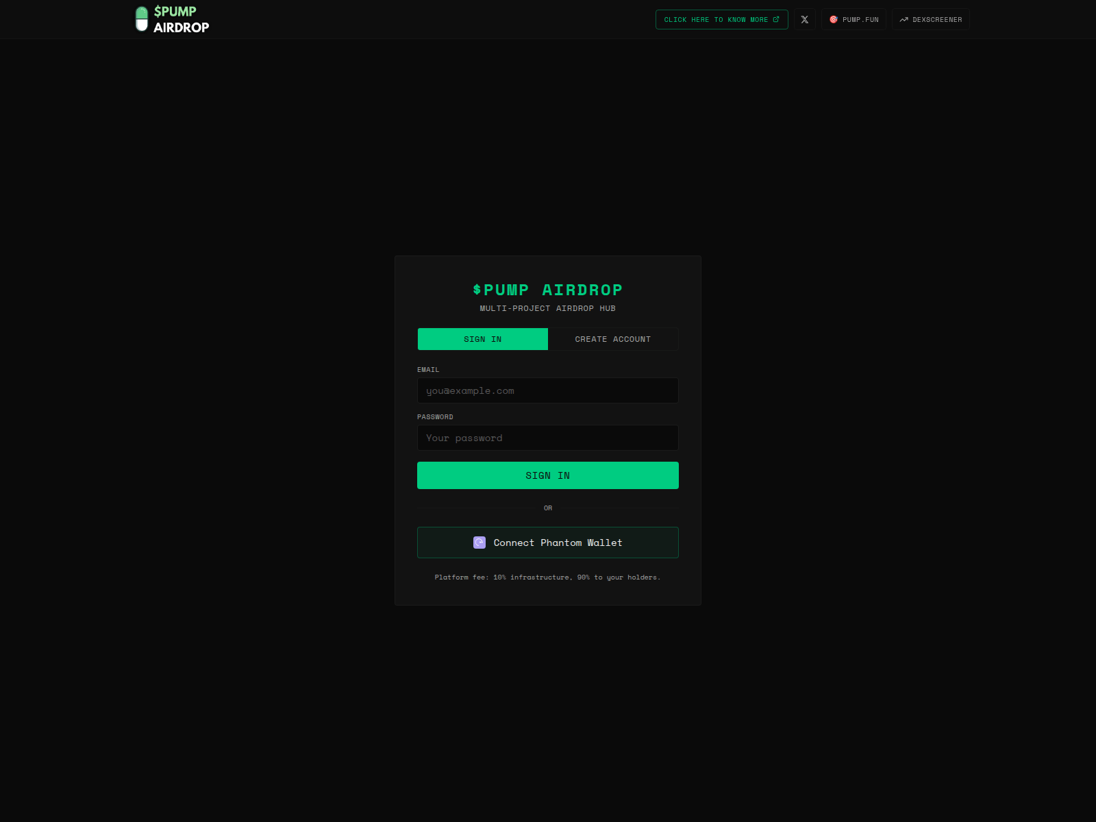Screenshot of pumpdroptool.fun