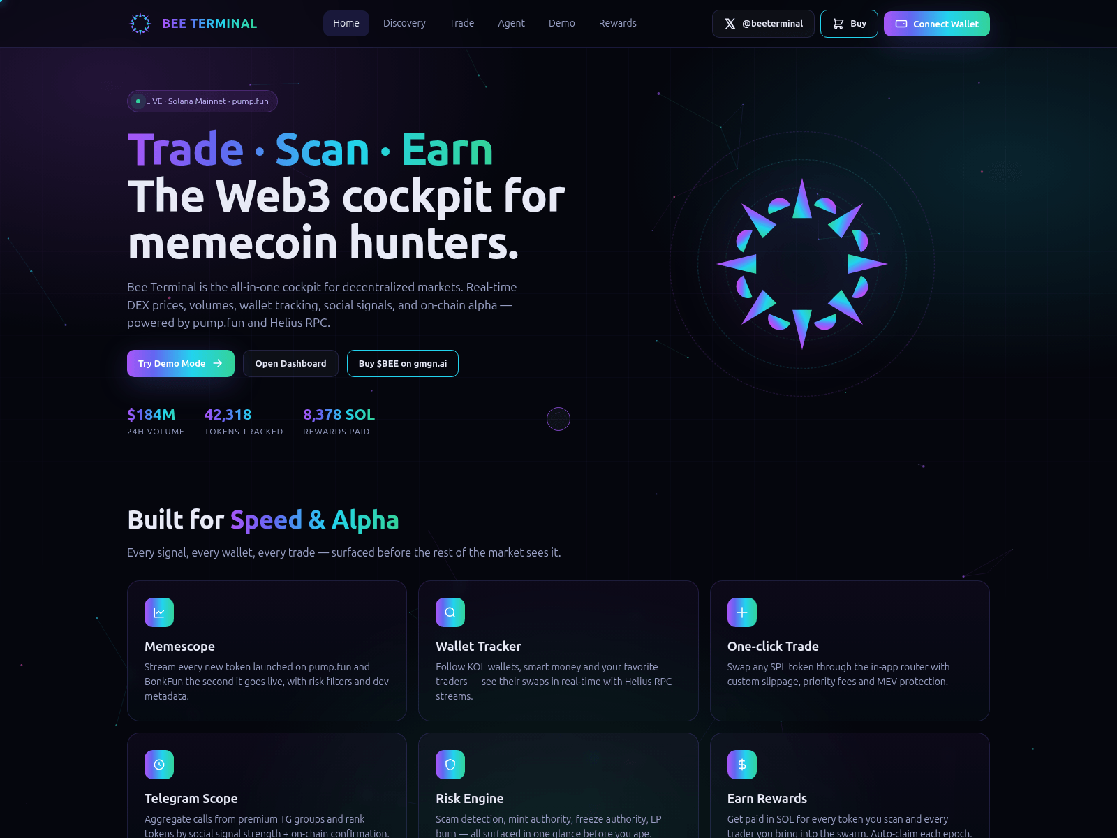 Screenshot of beeterminal.buzz