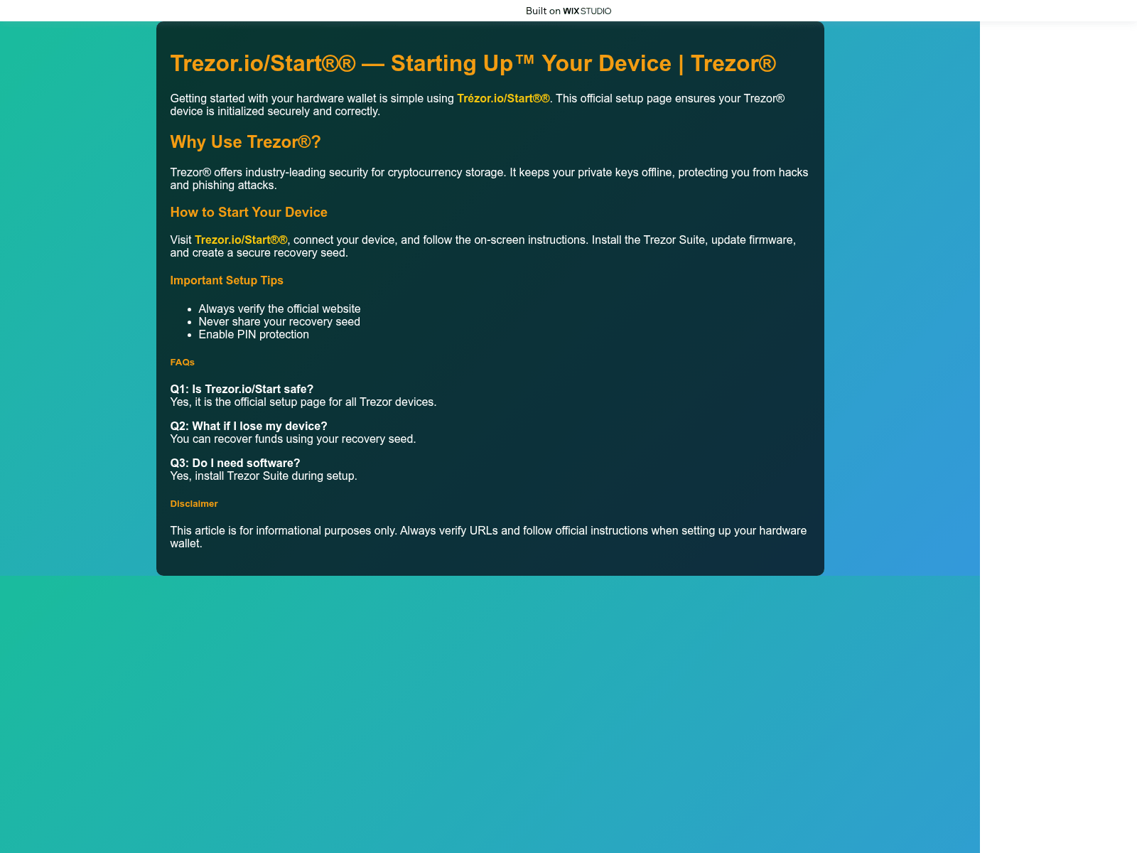 Screenshot of started-trxioapp.wixstudio.com