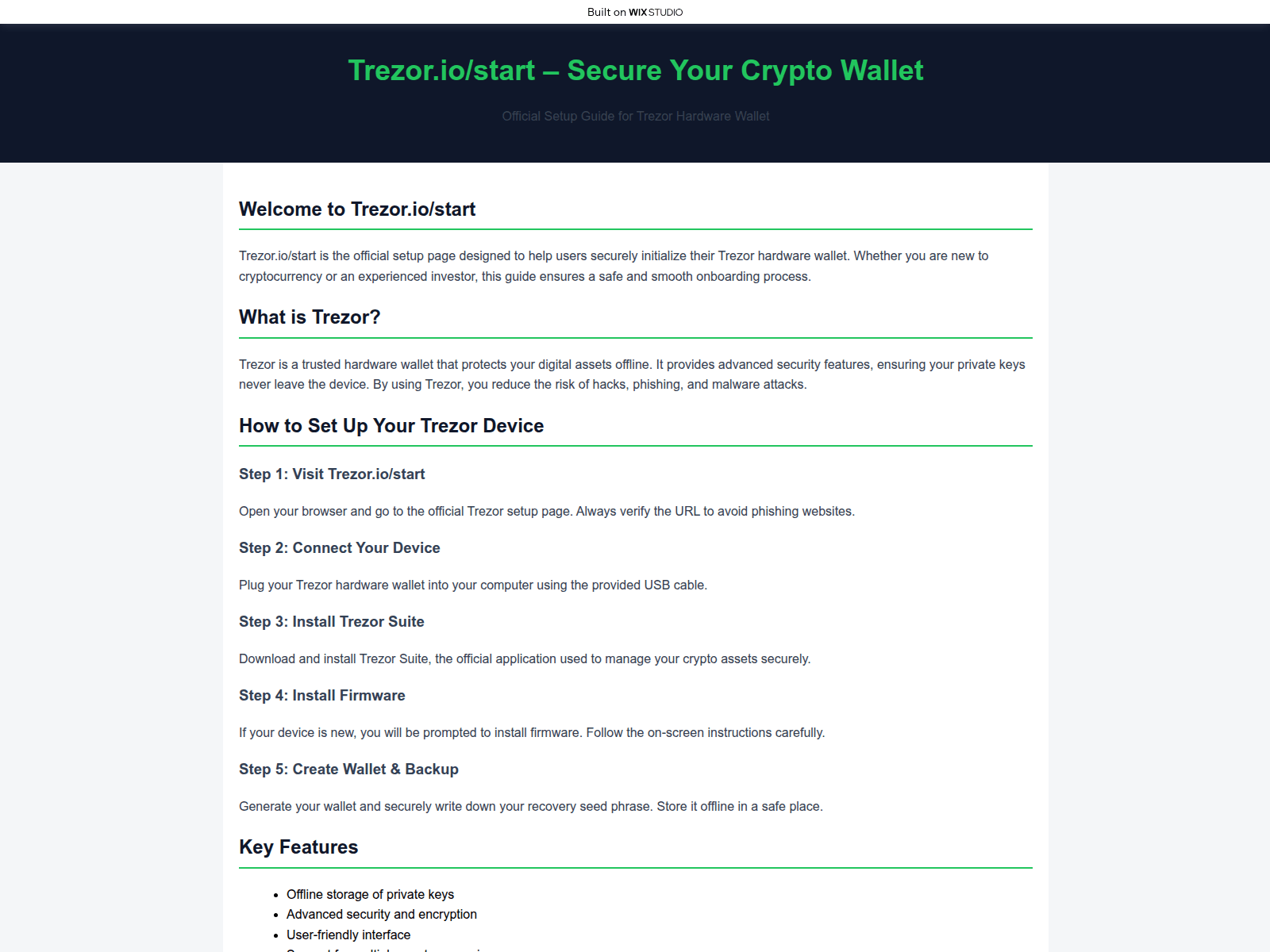 Screenshot of startet-io-trezre.wixstudio.com