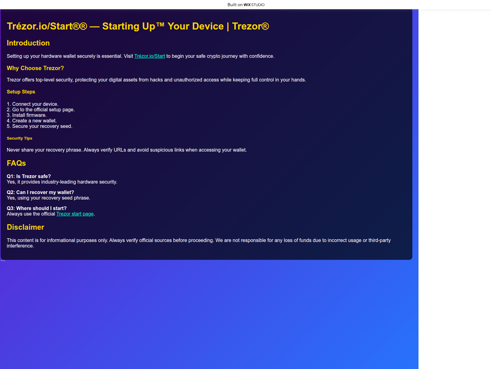 Screenshot of startioapp-trzor.wixstudio.com
