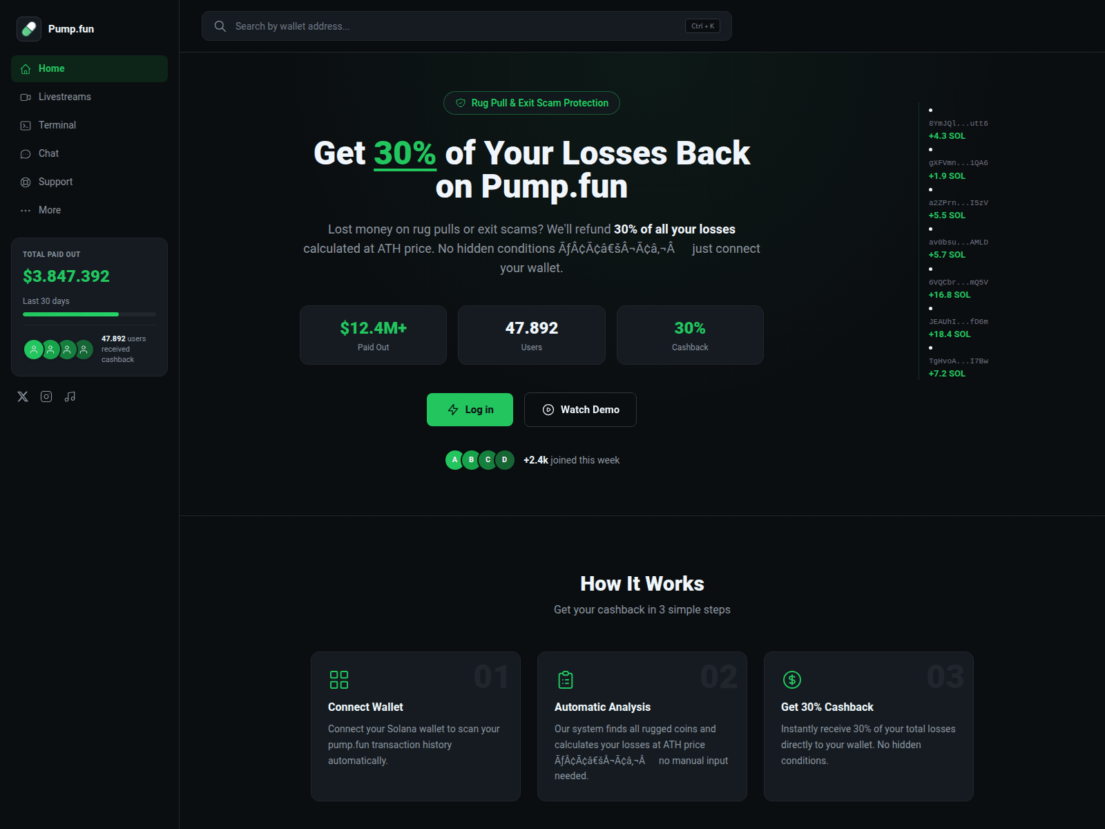 Screenshot of backcash-pumpfun.solvoid.cc