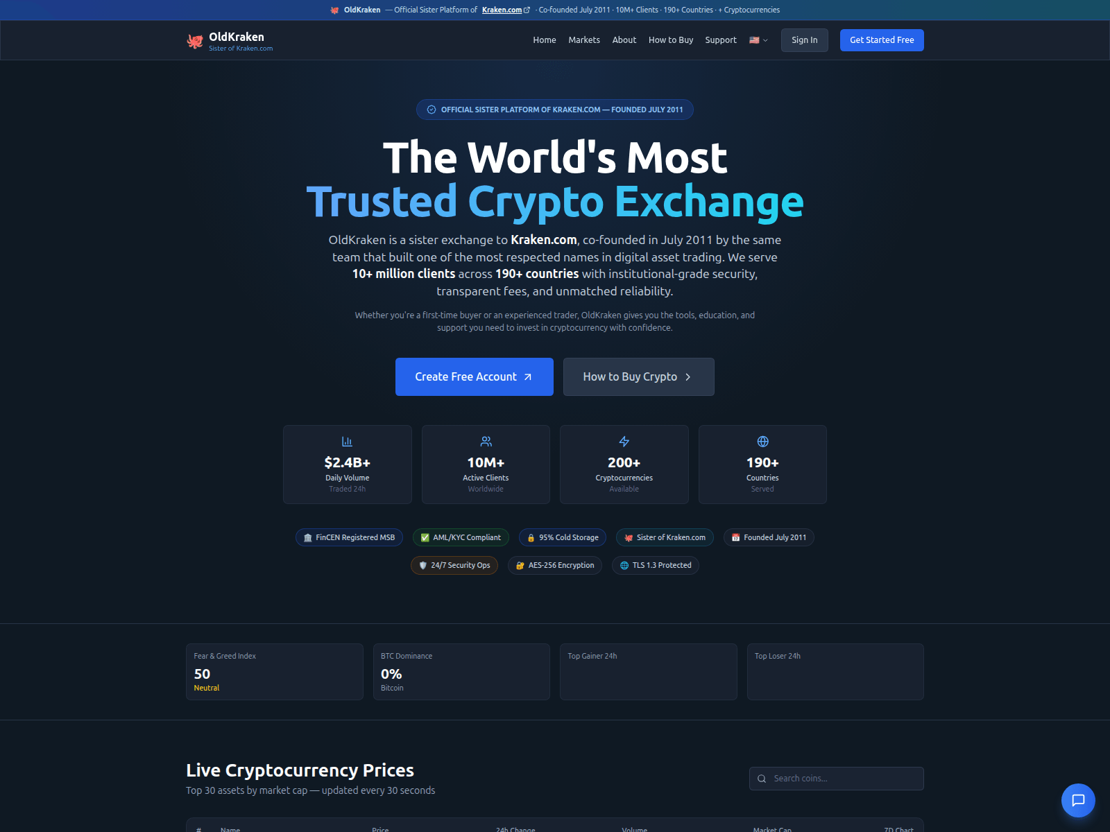 Screenshot of www.oldkraken.help
