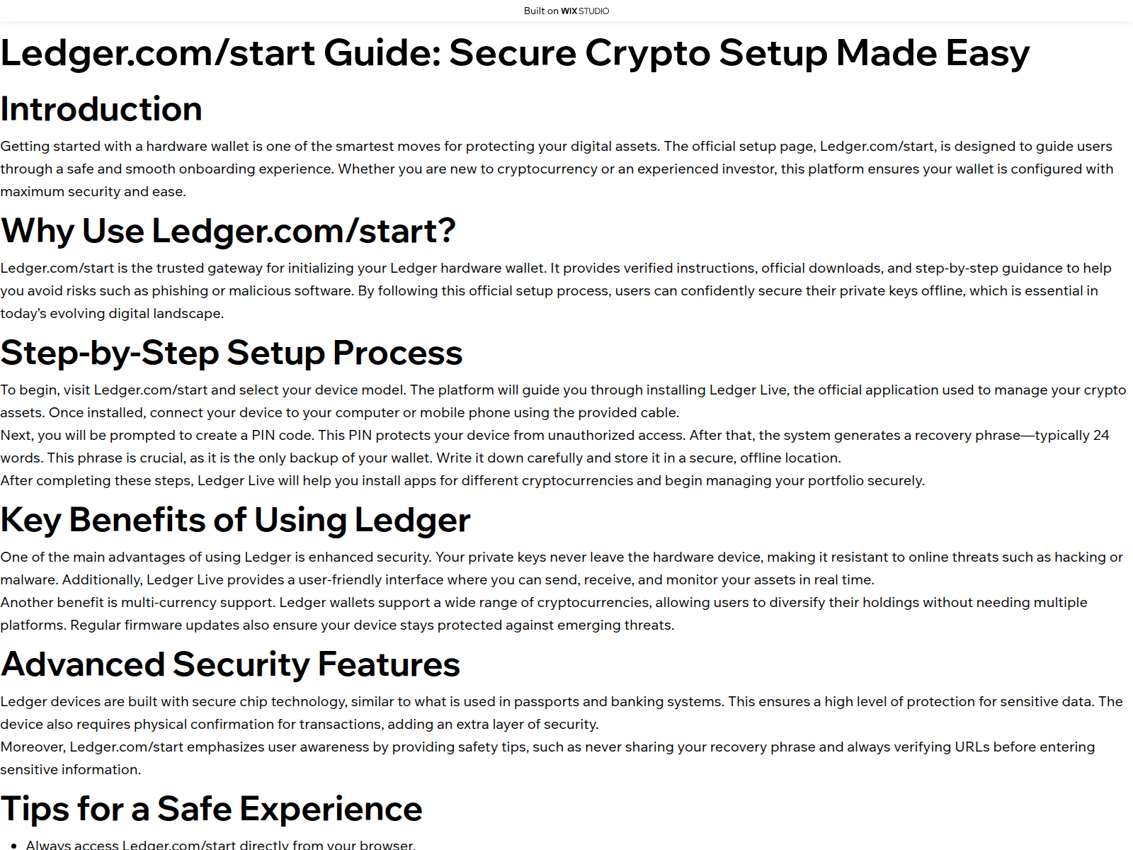 Screenshot of ledganenstart.wixstudio.com