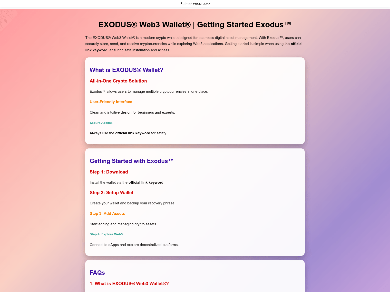 Screenshot of exodos-explore.wixstudio.com