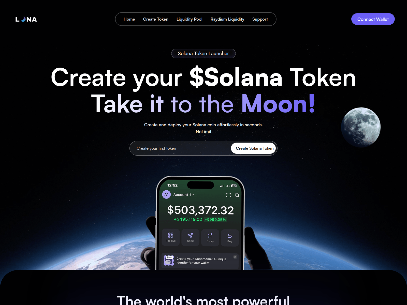 Screenshot of lunatokens-creator.com