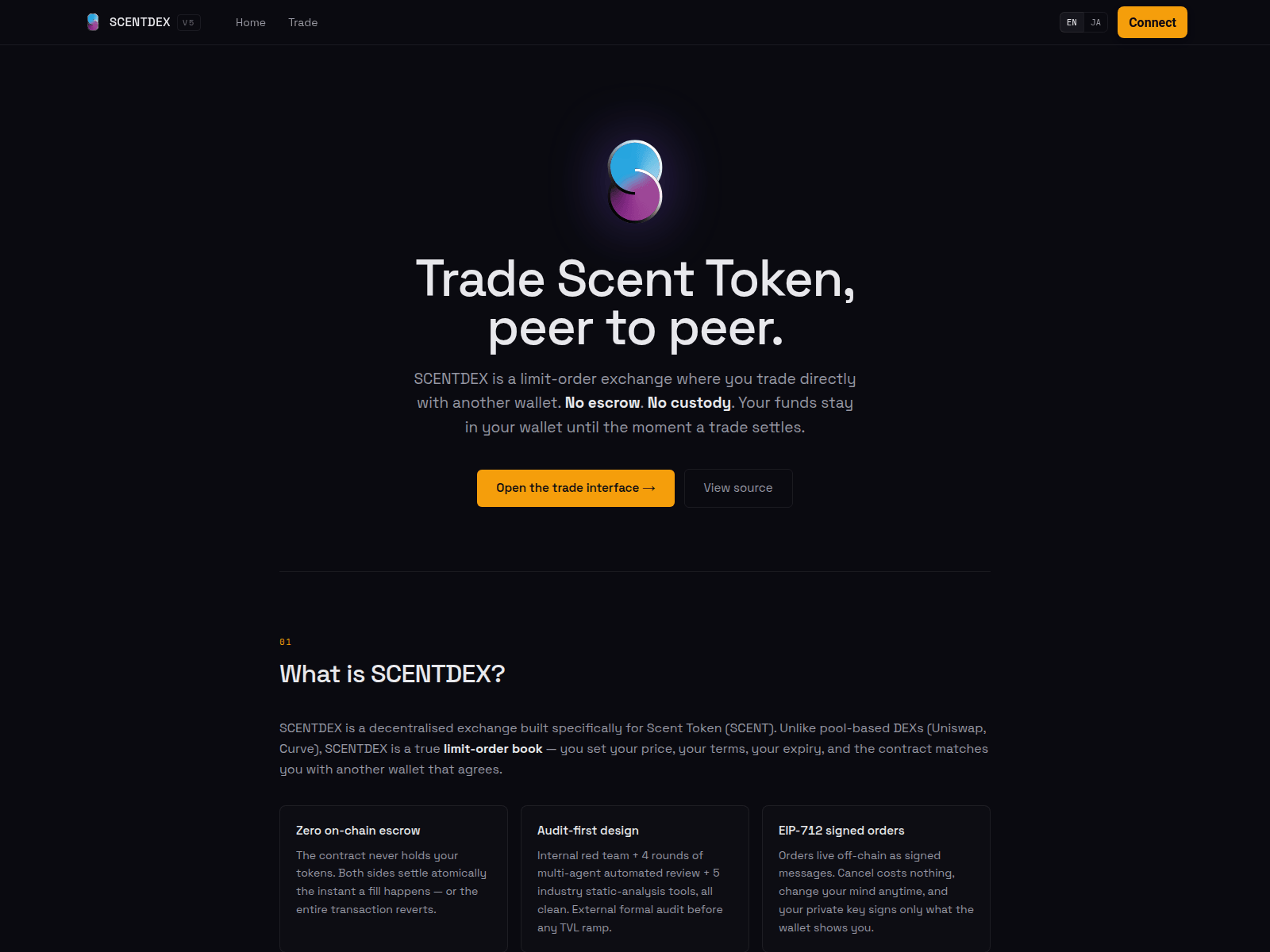 Screenshot of dex.scenttoken.com