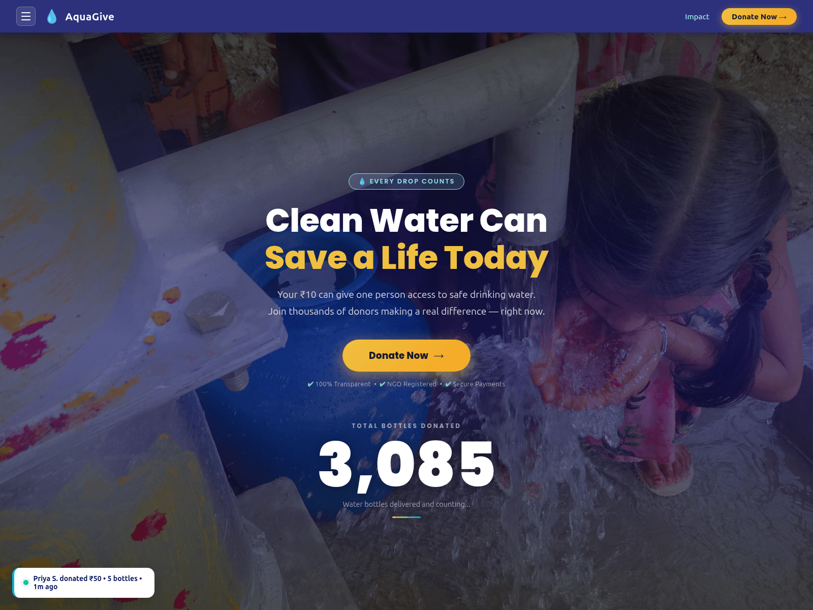 Screenshot of aquagive.life