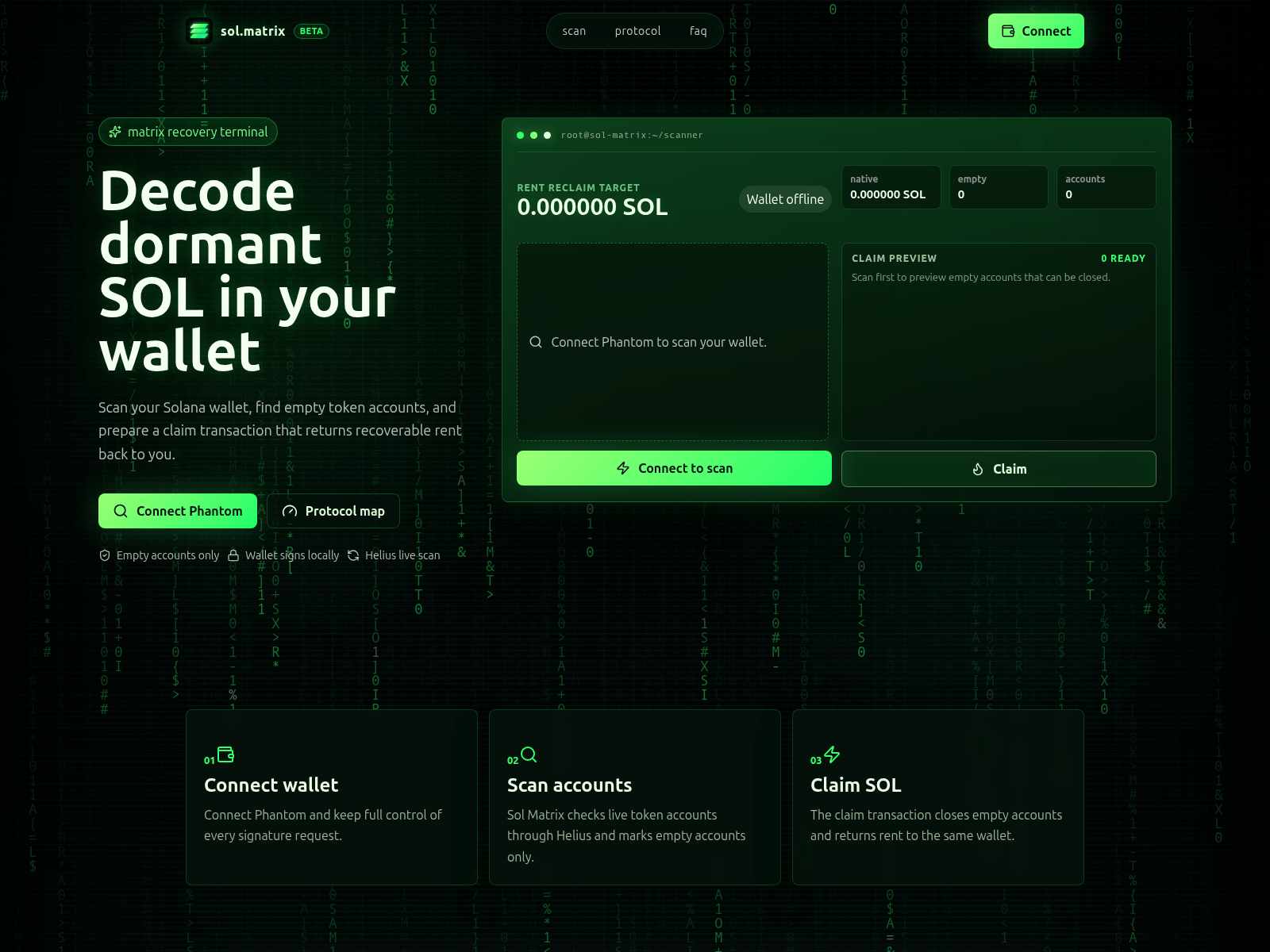 Screenshot of sol-matrix.xyz