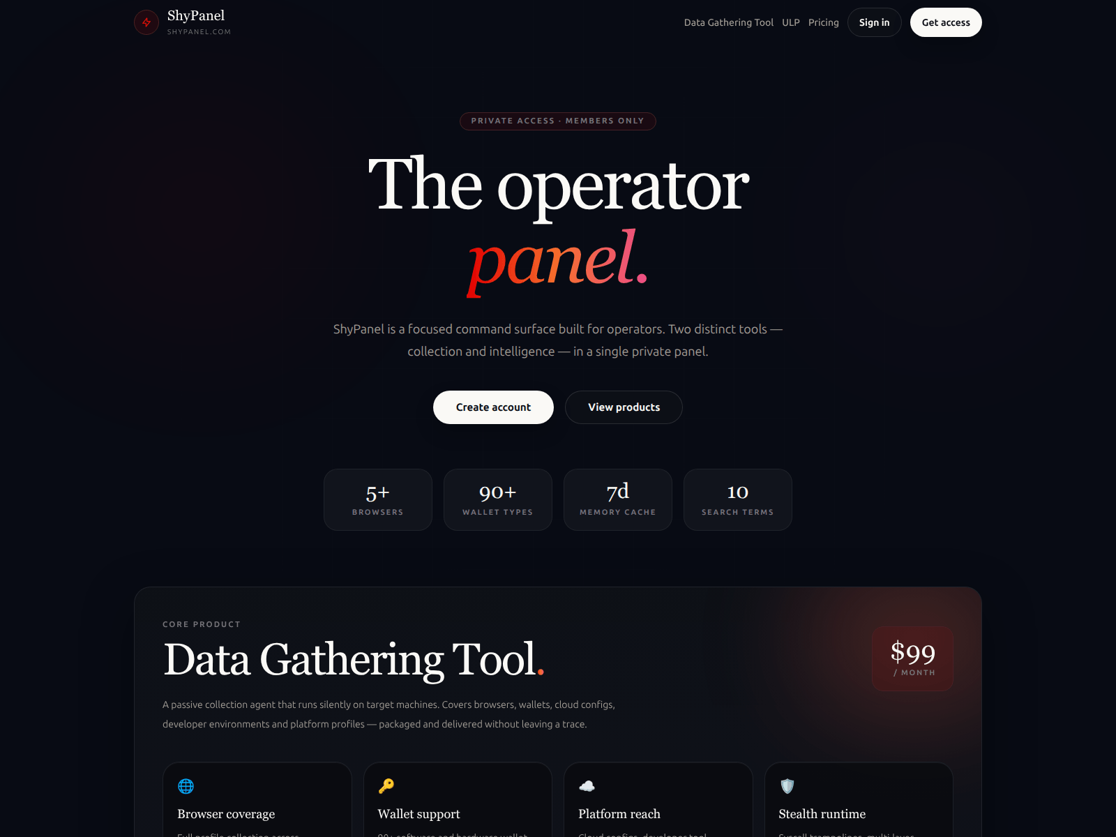 Screenshot of shypanel.com