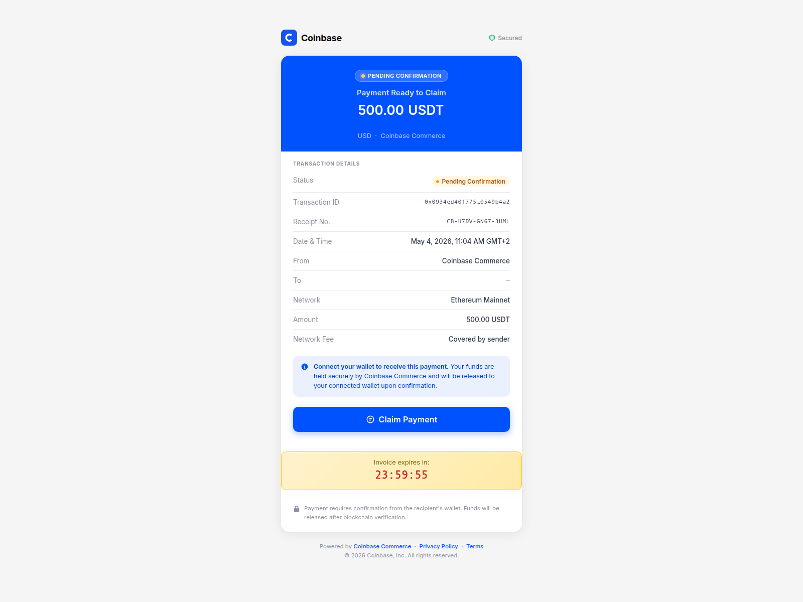 Screenshot of cb-invoice.shop