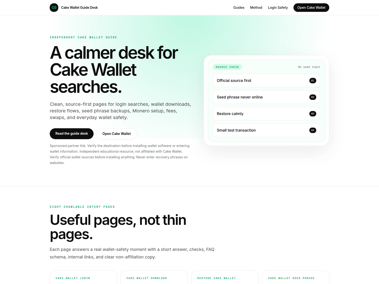 Screenshot of cakewallet-com.us