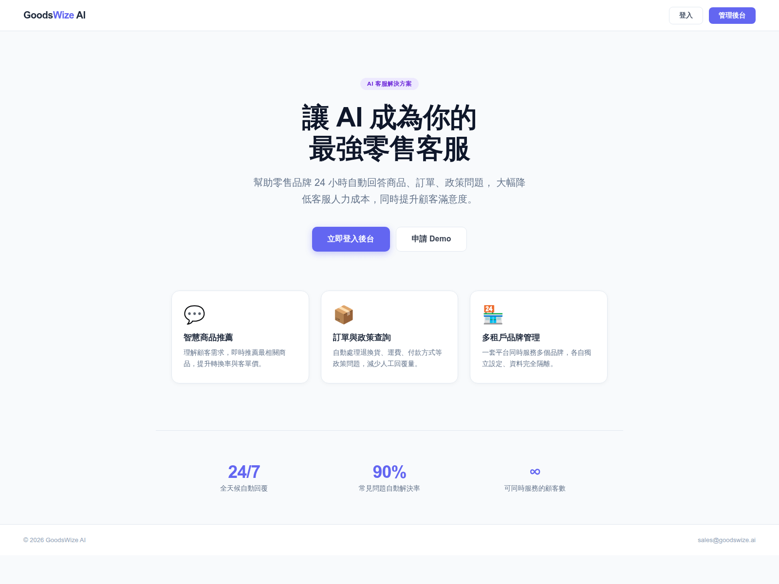Screenshot of goodswize.ai