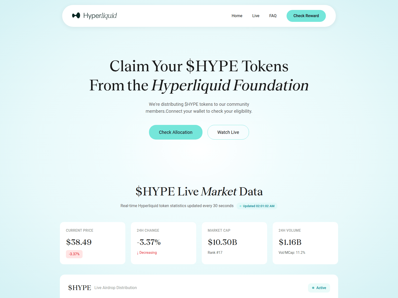 Screenshot of hyperliqdrop.com