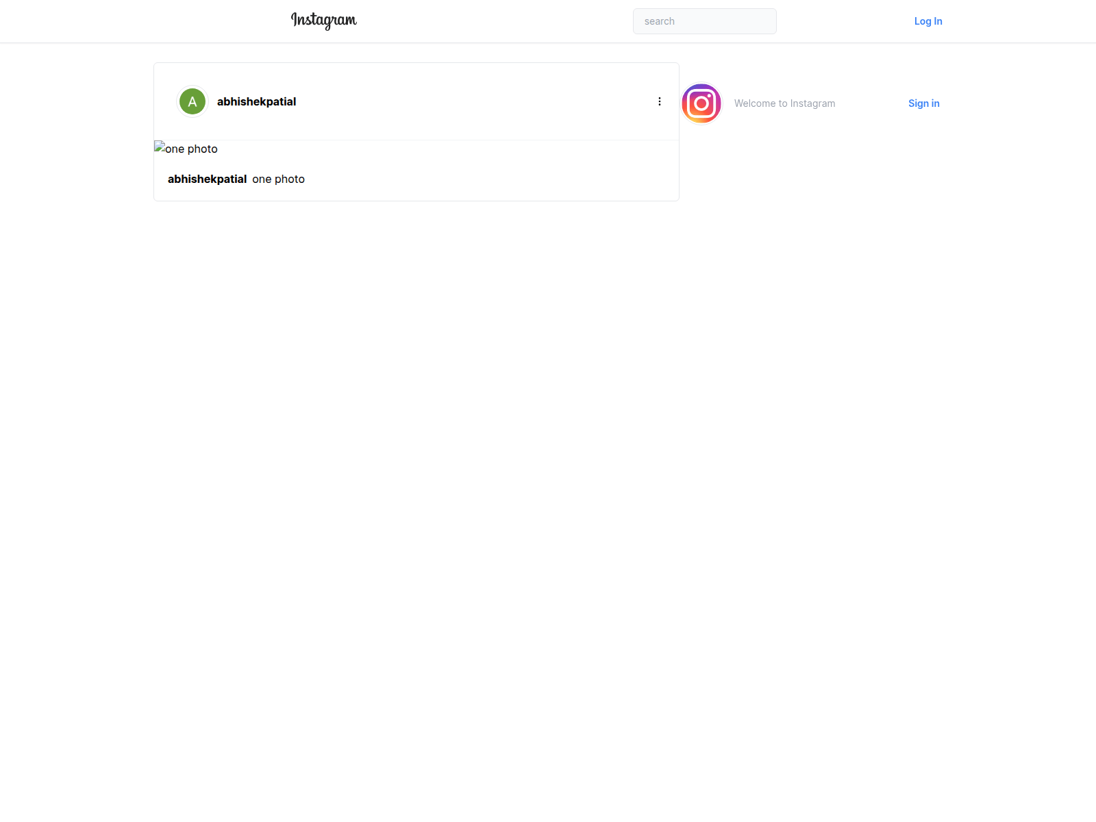 Screenshot of instaclone-ecru.vercel.app