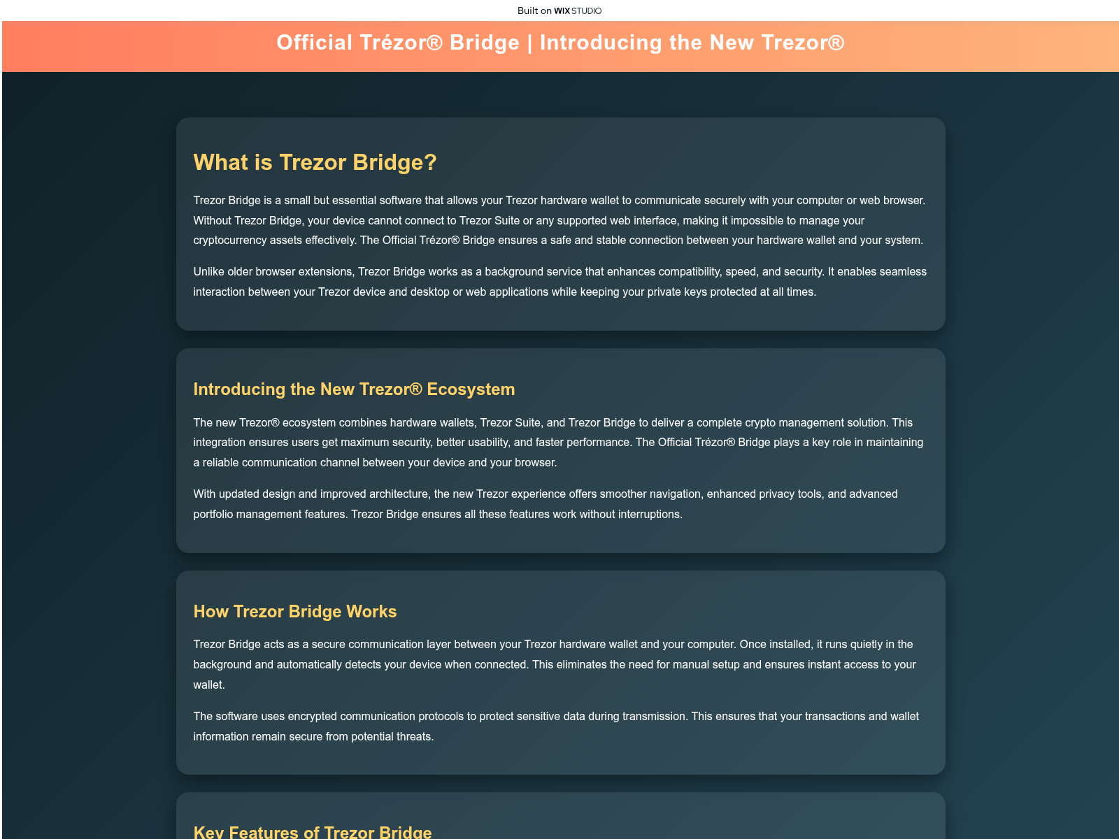 Screenshot of intro-bridge-tretr.wixstudio.com