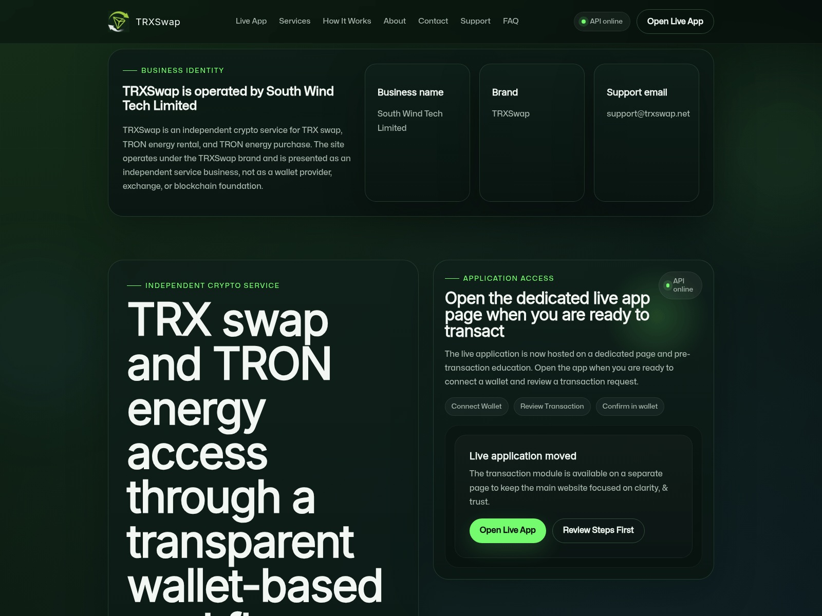 Screenshot of trxswap.net