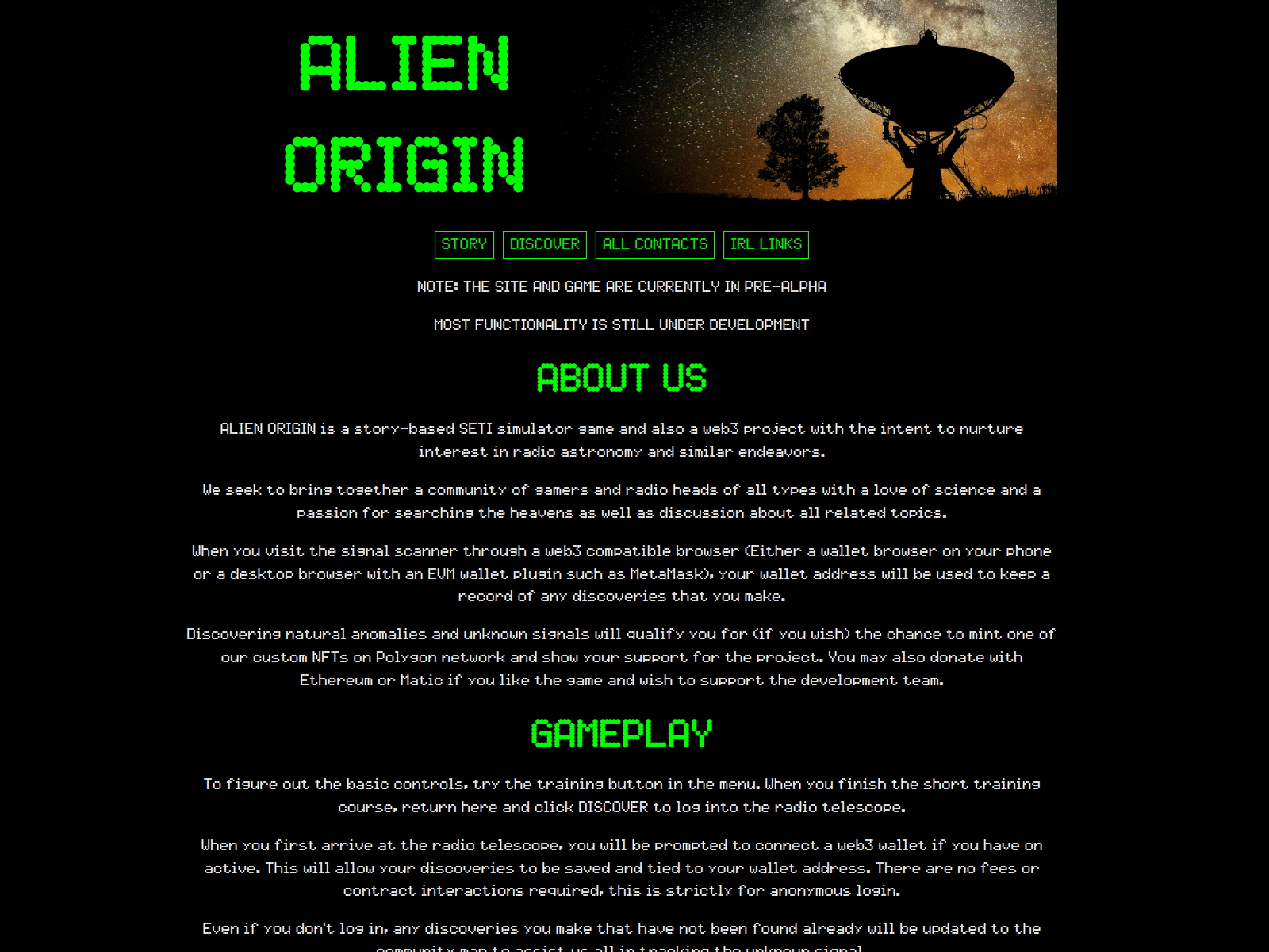 Screenshot of www.alienorigin.io