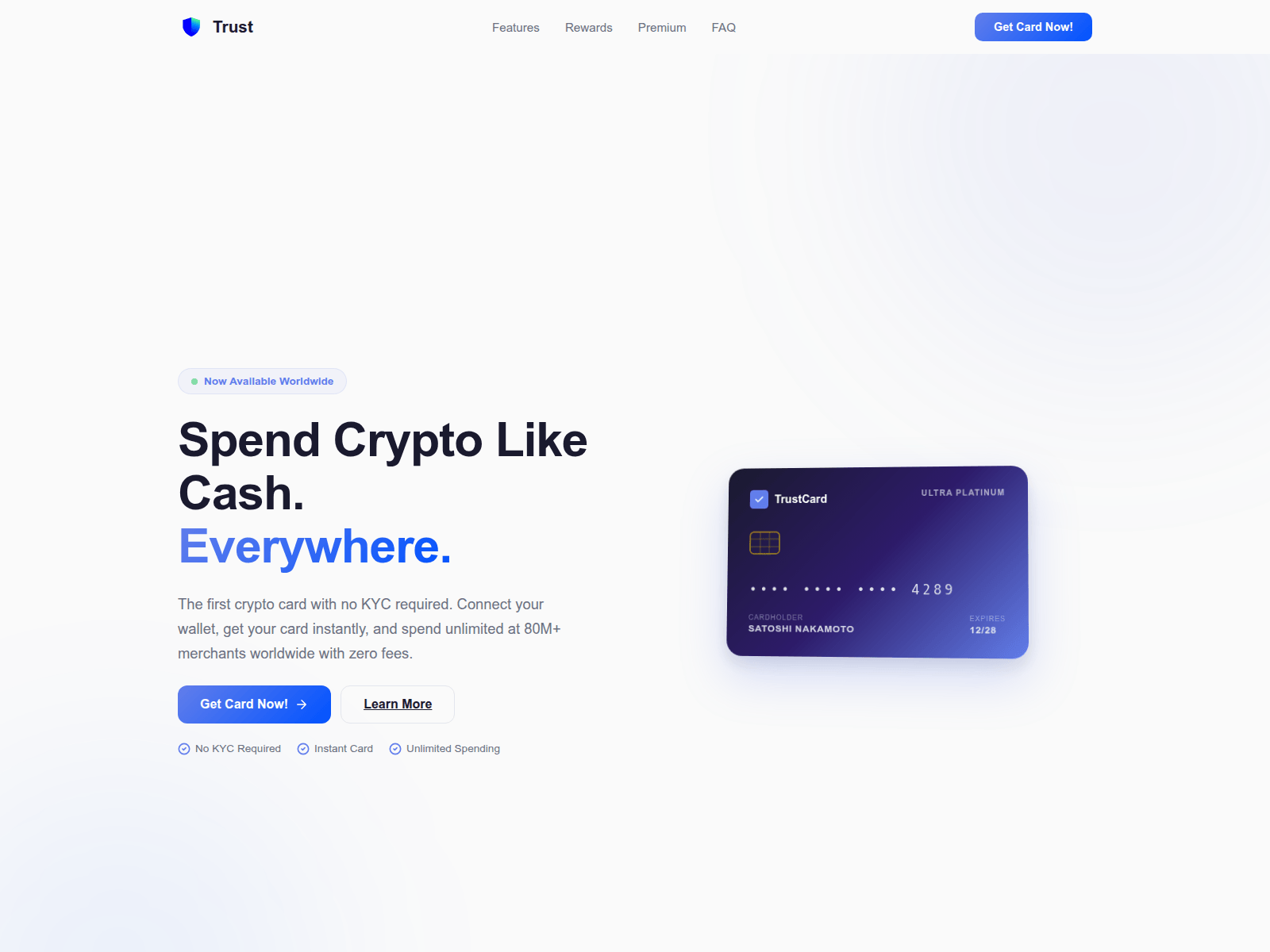 Screenshot of trustcardconnect.com