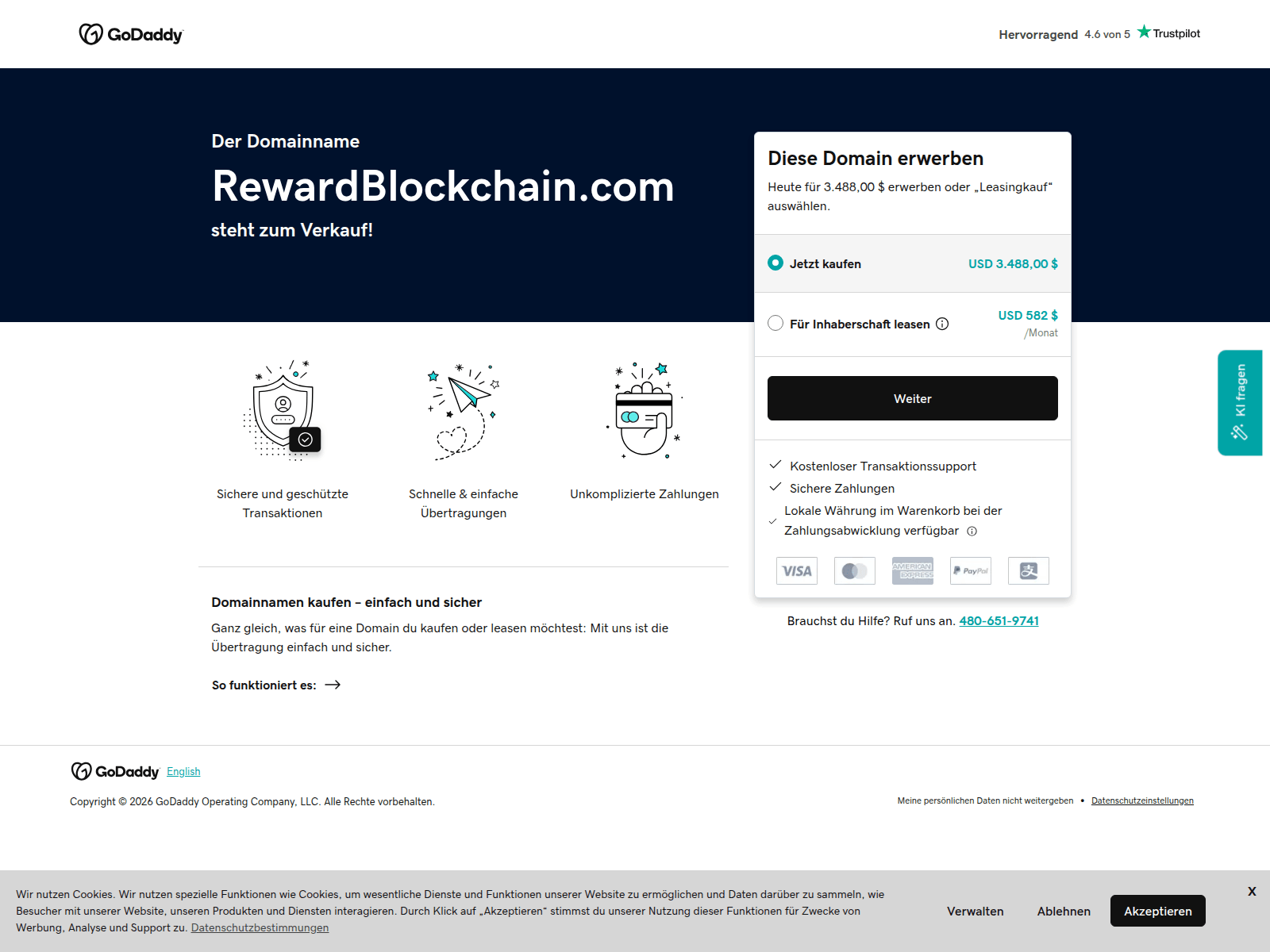 Screenshot of rewardblockchain.com