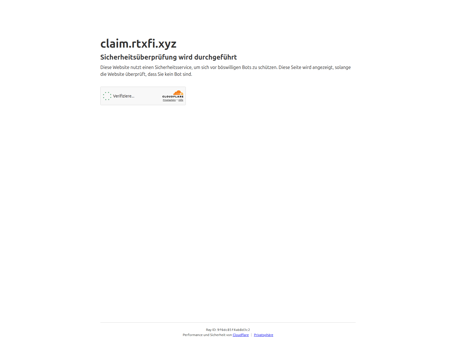 Screenshot of claim.rtxfi.xyz