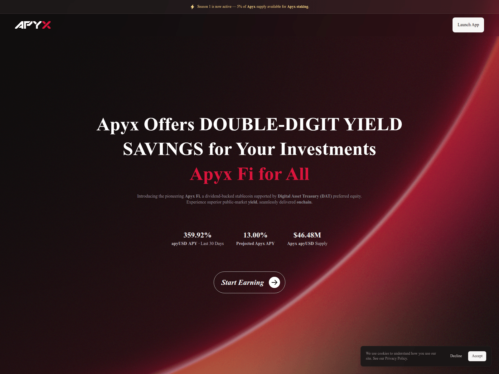 Screenshot of apyxfi.com
