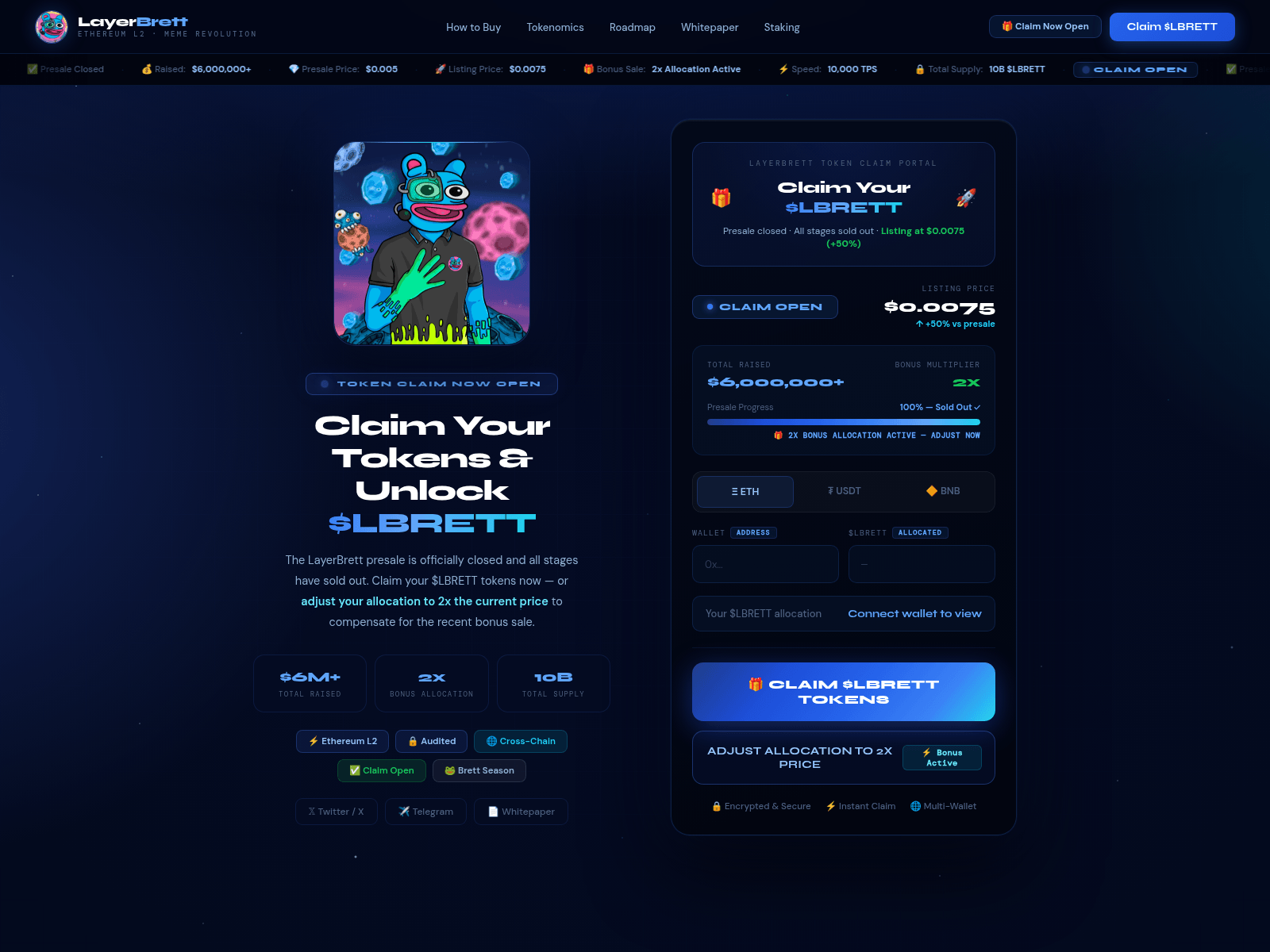 Screenshot of claimbrett.live