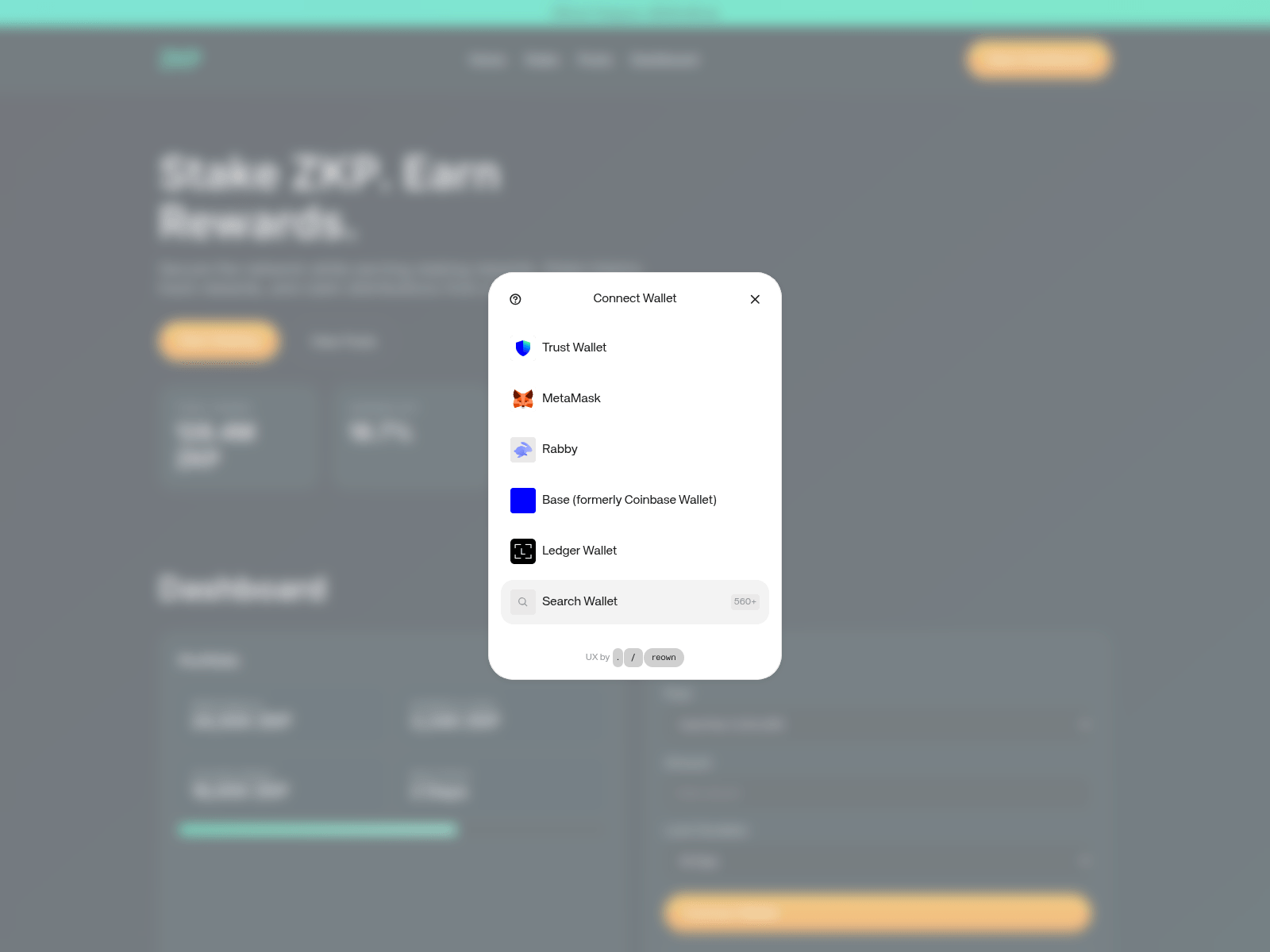 Screenshot of zkpstake.info