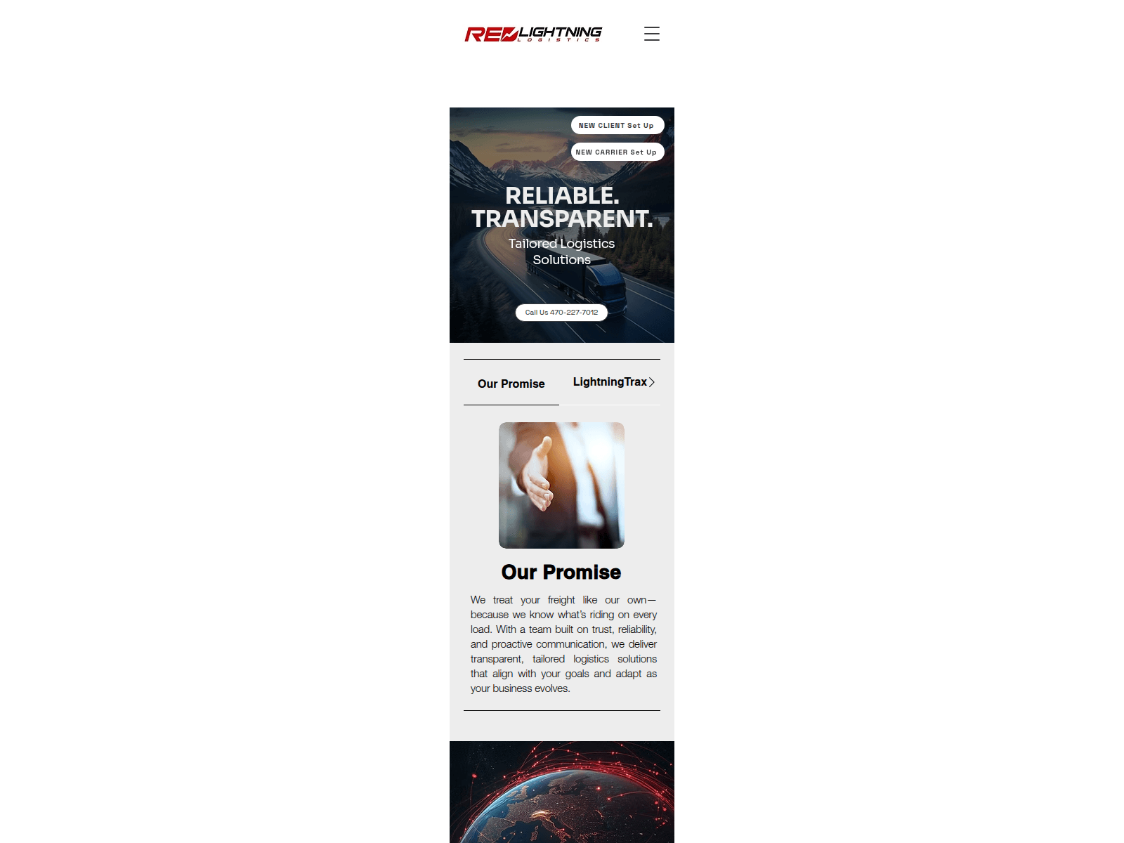 Screenshot of redlightninglogistics.com